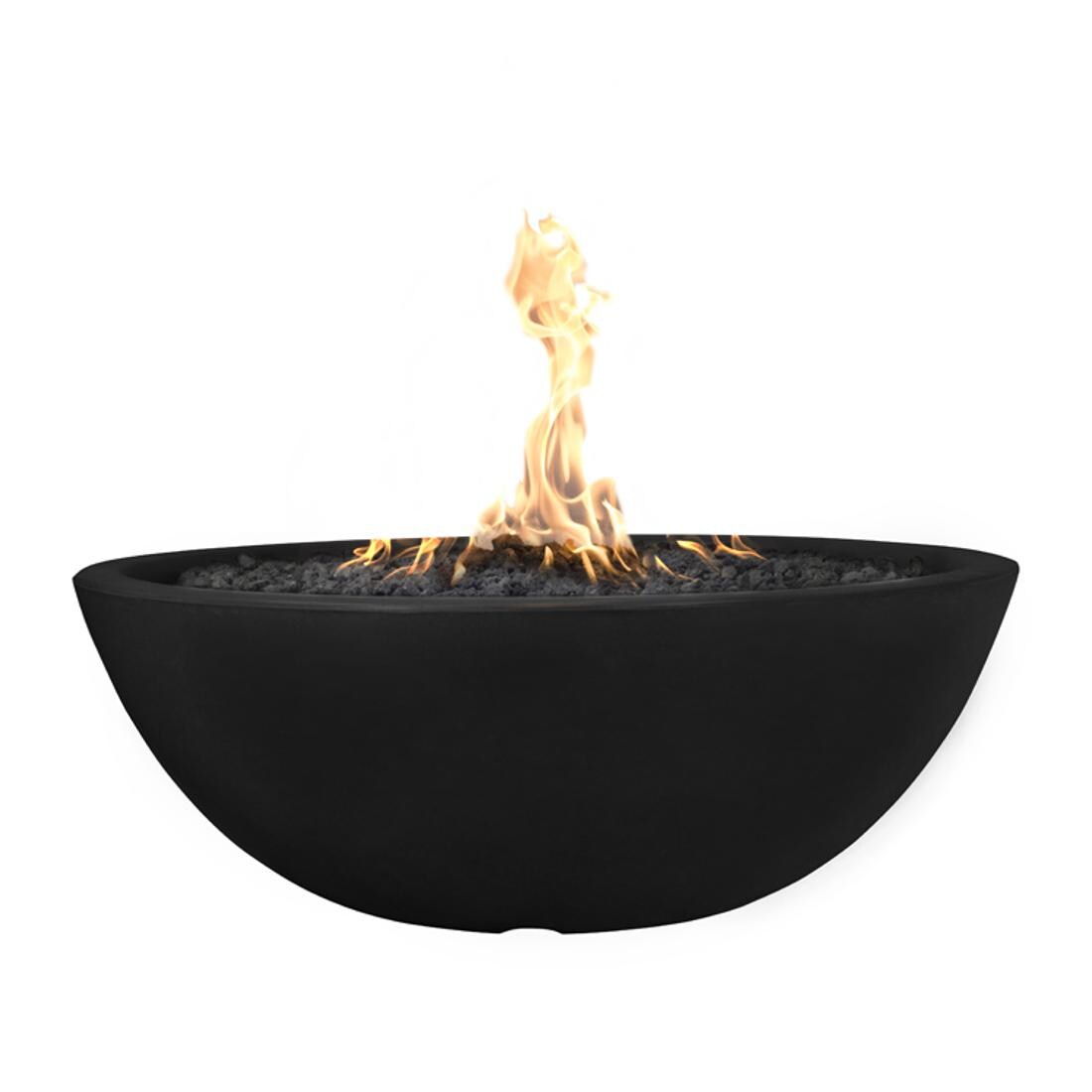 Sedona 48 Inch Round GFRC Propane Fire Bowl in Black by The Outdoor Plus