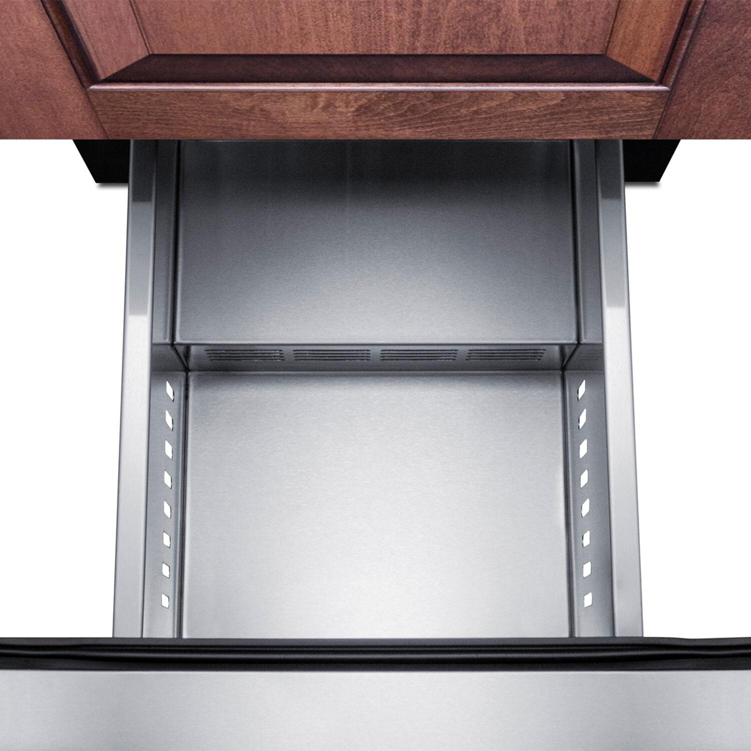 Summit LADR1545PNR 15-Inch ADA Compliant 2-Drawer Refrigerator - Panels Not Included - Bottom Drawer Opened thumbnail