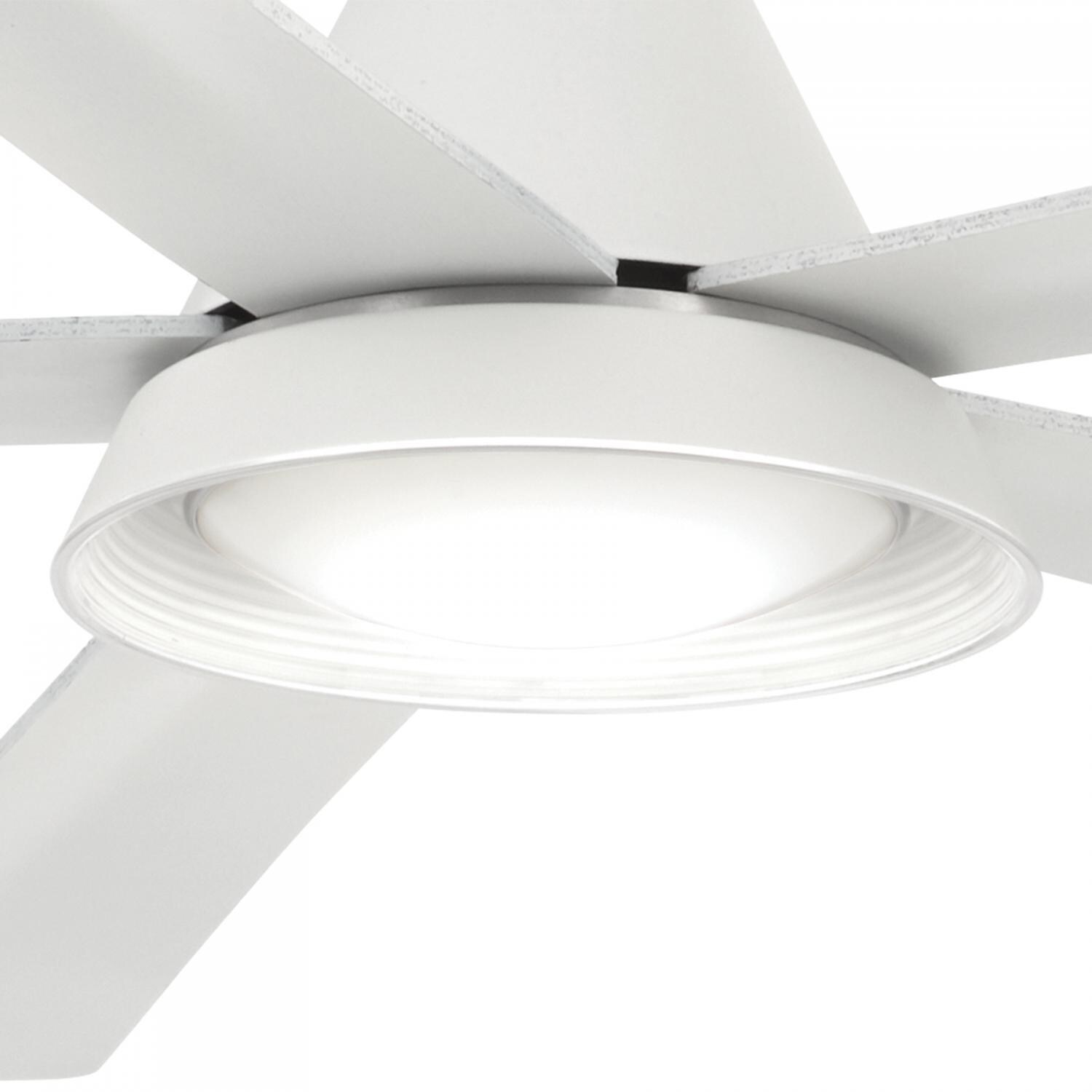 Minka-Aire F541L-WH Cone 54-Inch Convertible Blade LED Ceiling Fan in White Finish w/ White Blades - & Etched Lens - Closeup thumbnail