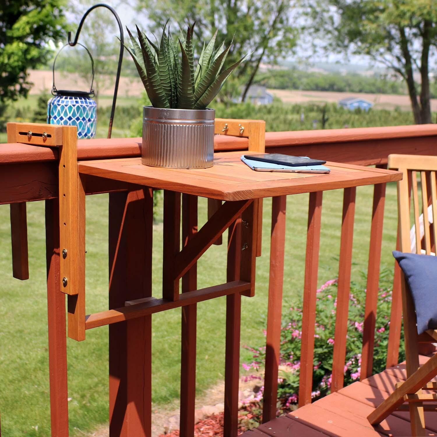 Balcony 24 Inch Adjustable Folding Balcony Railing Table By Ultimate Patio - Lifestyle thumbnail
