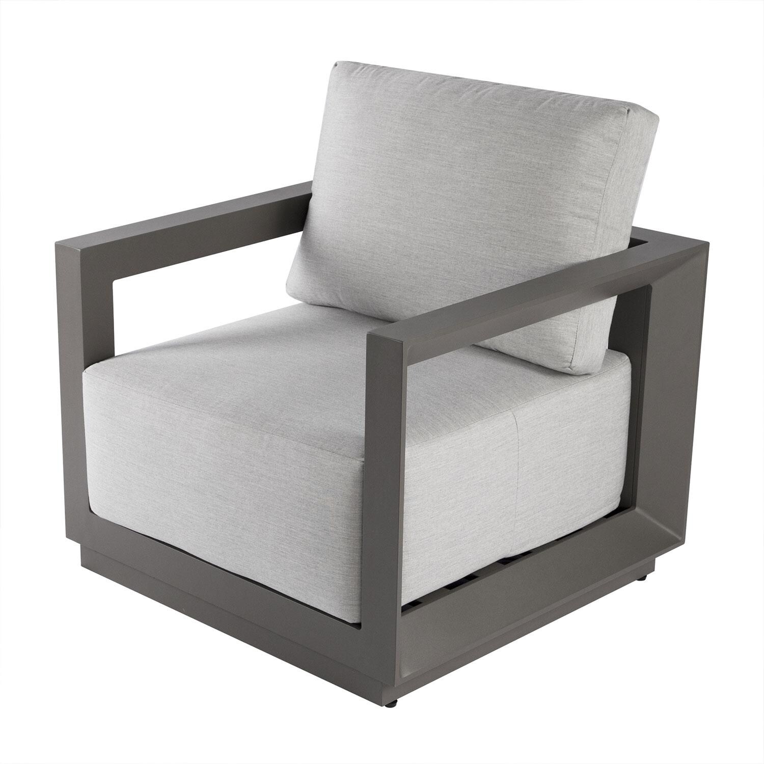 Elementi OS-2505S Newport Outdoor Aluminum Club Chair w/ Sunbrella Cushions - Display - White Background thumbnail