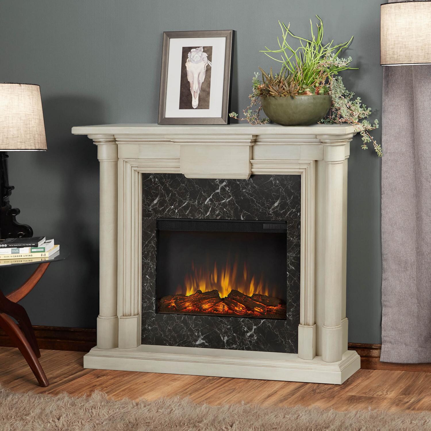 Real Flame Maxwell Electric Fireplace - Lifestyle - Whitewash thumbnail