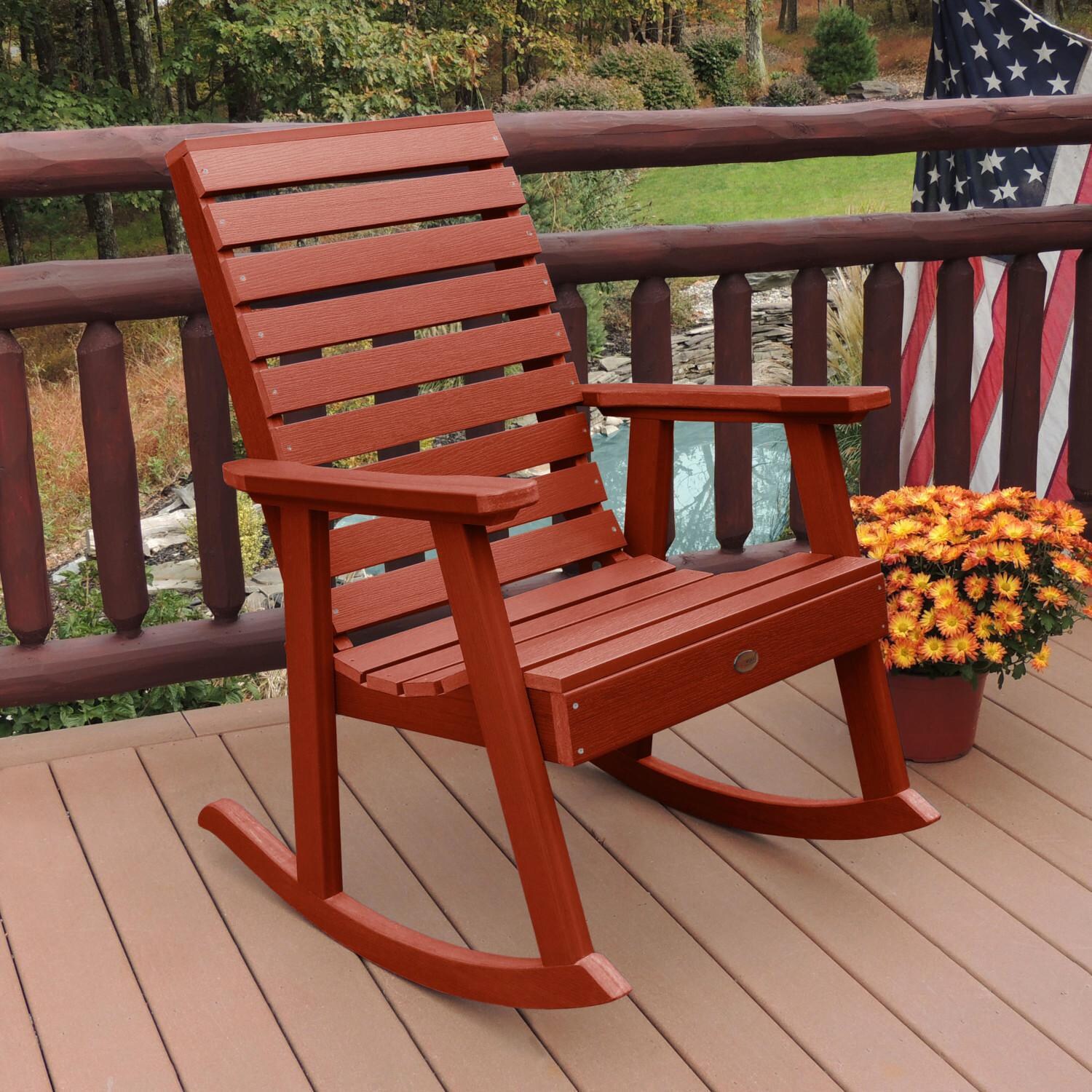 Elm Pointe Recycled Plastic Rocking Chair in Rustic Red by Lakeview Outdoor Designs
