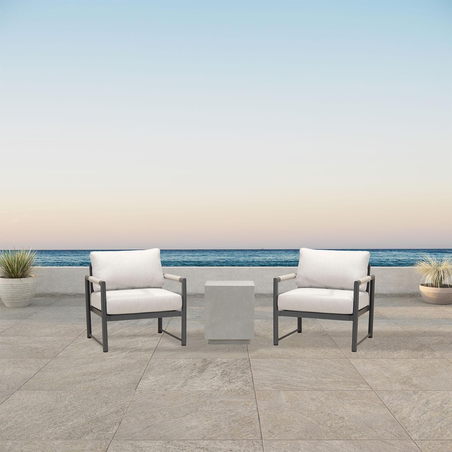 Avenue Bay  3 Pc Aluminum Seating Set in Slate/Cast Silver by Lakeview Outdoor Designs