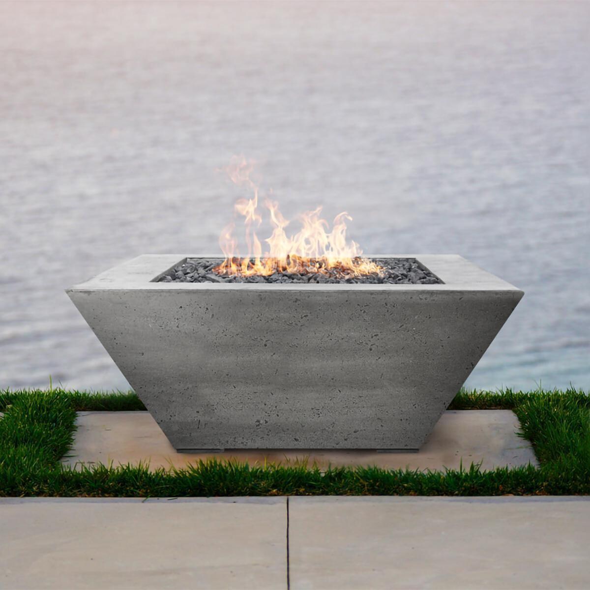Lombard 42-in Square GFRC Natural Gas Fire Pit in Pewter by Prism Hardscapes