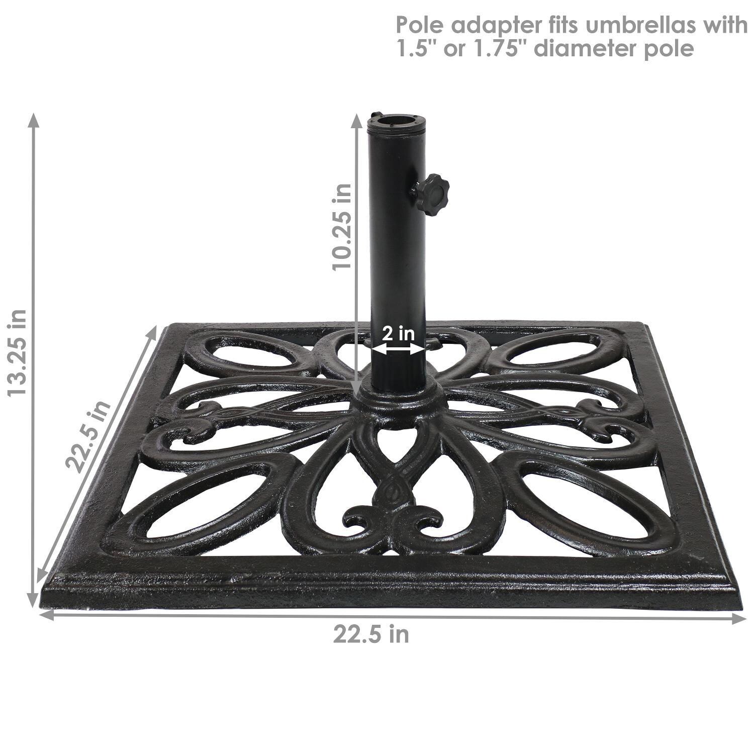 Ultimate Patio 53 Lb Imperial Geometric Design Cast Iron Heavy Duty Umbrella Base - Black - Dimensions thumbnail