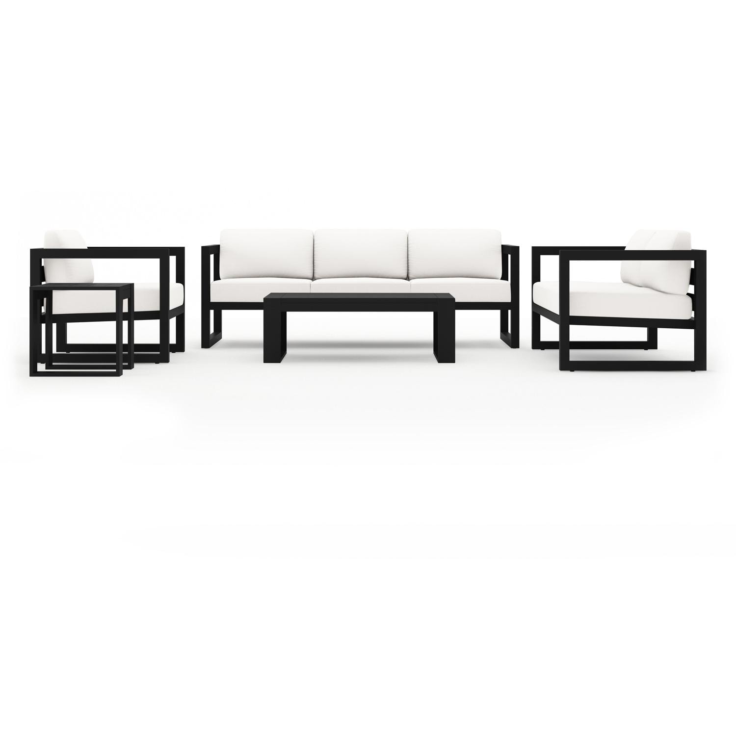 Misty Cove 5 Pc Aluminum Seating Set w/ Sofa in Black/Canvas Natural by Lakeview Outdoor Designs