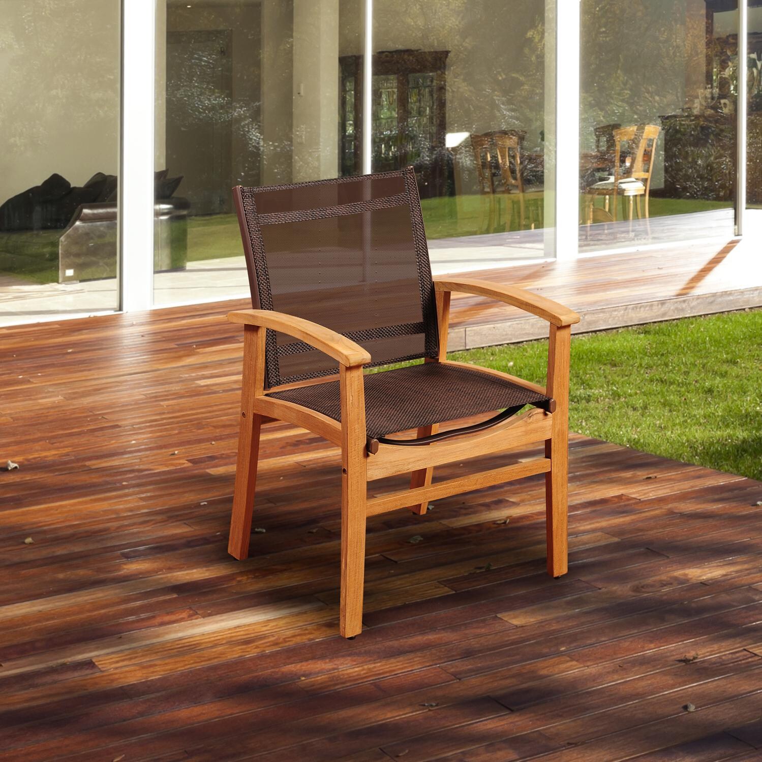 Amazonia SC MALIREC_4FORTBR Teak Sling Dining Arm Chair thumbnail