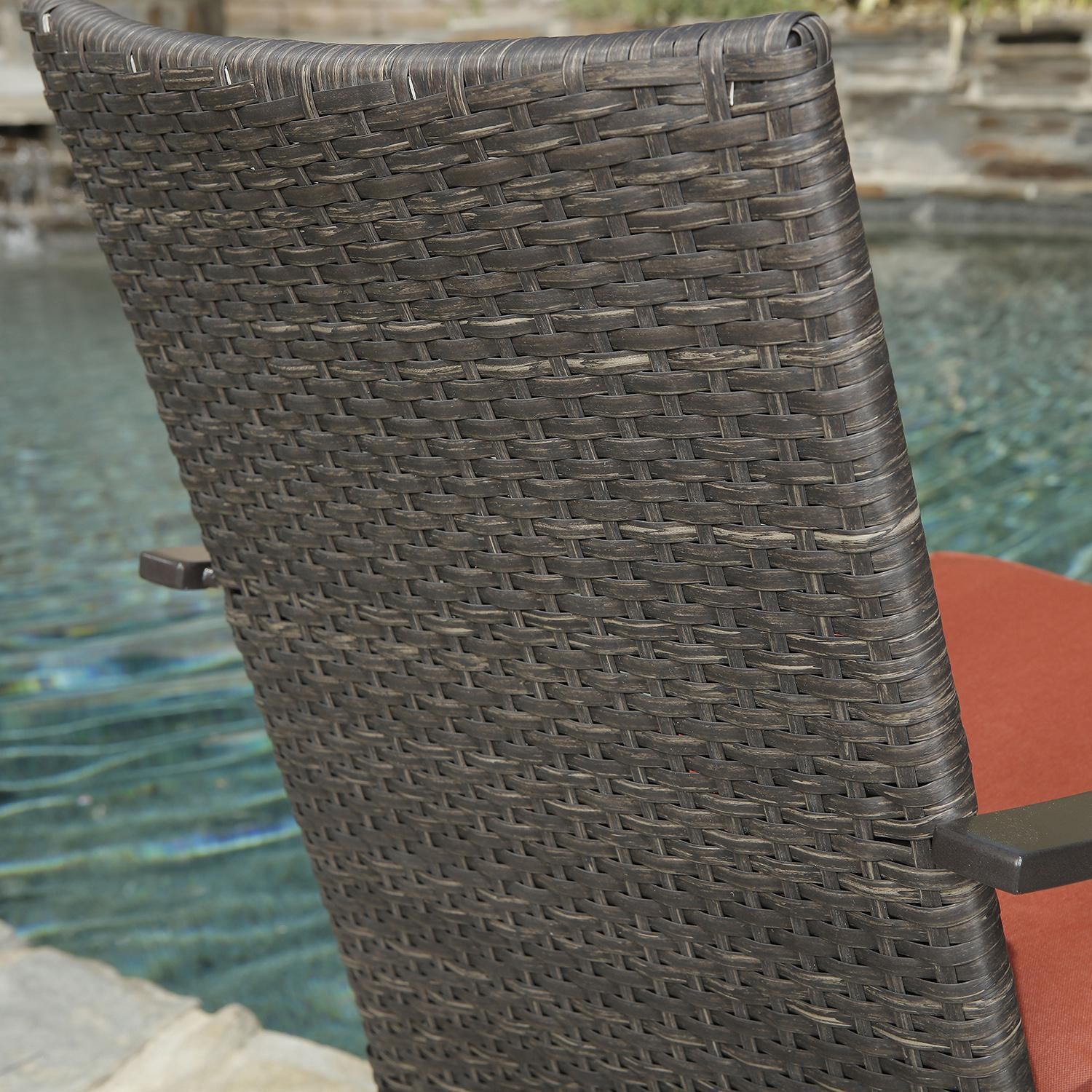 Lakeview Outdoor Designs Brusly 7 Piece Wicker & Aluminum Patio Dining Set - Patio Dining Chair Backrest Detail thumbnail