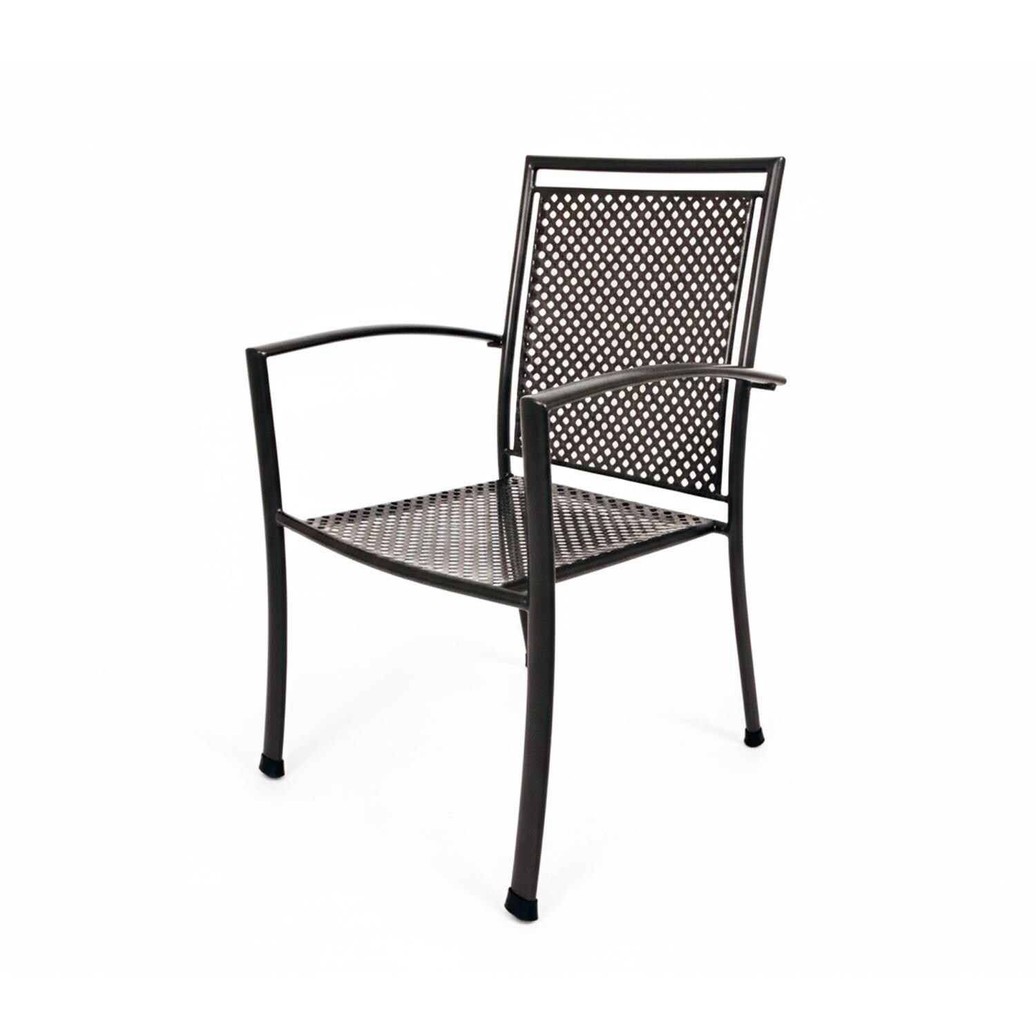 Reno 7 Pc Iron Dining Set in Grey - Chair - White Background thumbnail