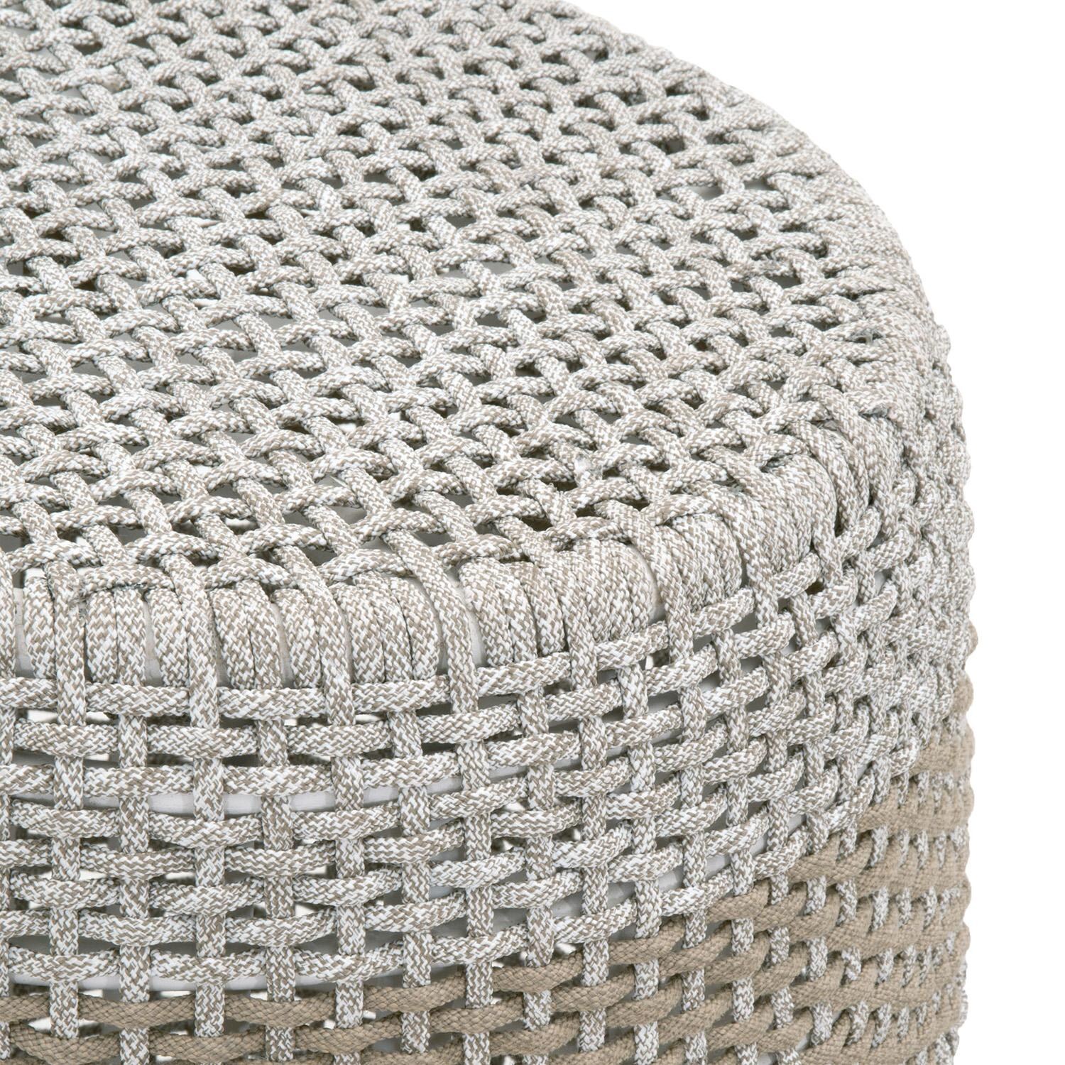 Lakeview Peninsula Way Taupe & White Woven Rope Accent Table - Detail thumbnail