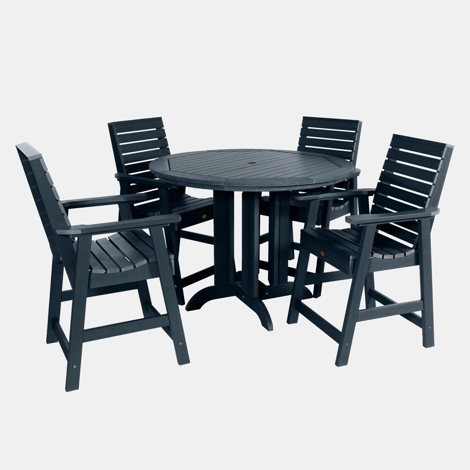 Lakeview Elm Pointe 5 Piece Round Counter Height Dining Set - Federal Blue - Dining Set - White Background thumbnail