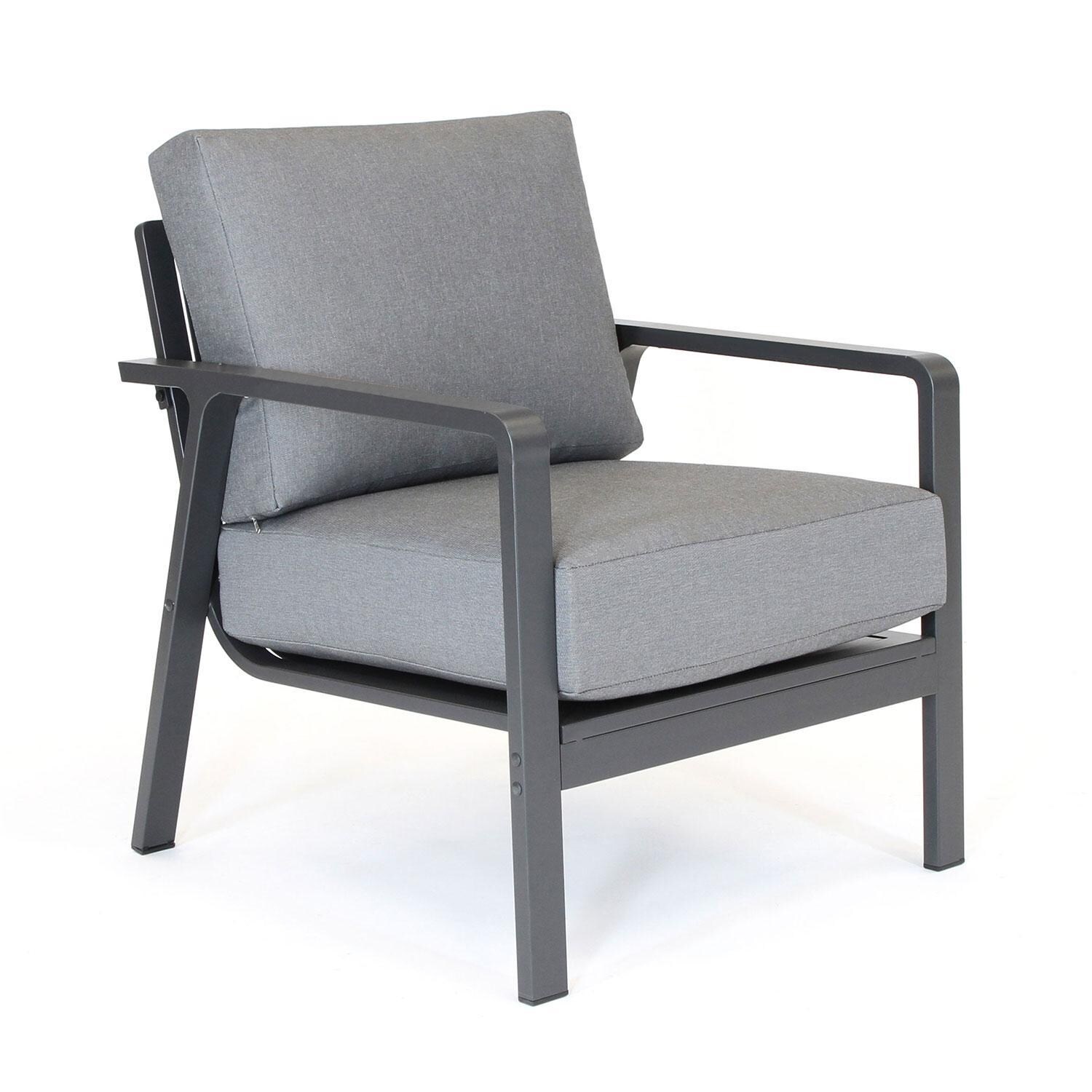 Paros Aluminum Club Chair w/ Charcoal Gray Cushions By KETTLER
