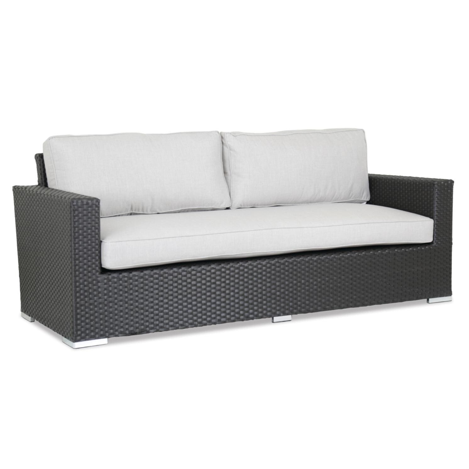 Solana Wicker Patio Sofa W/ Sunbrella Cast Silver Cushions By Sunset West image