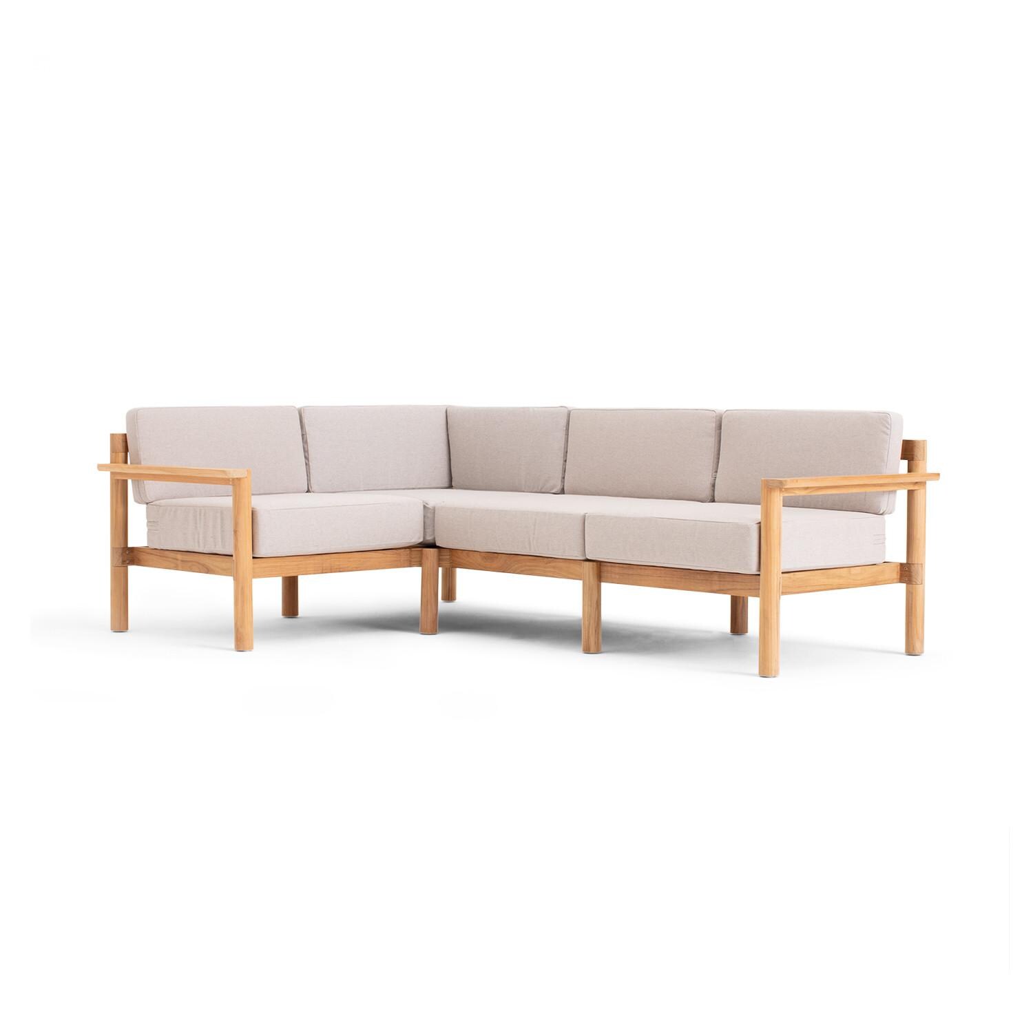 Neighbor 4 Piece Sectional W/ Teak Arms - Sunbrella Ashe