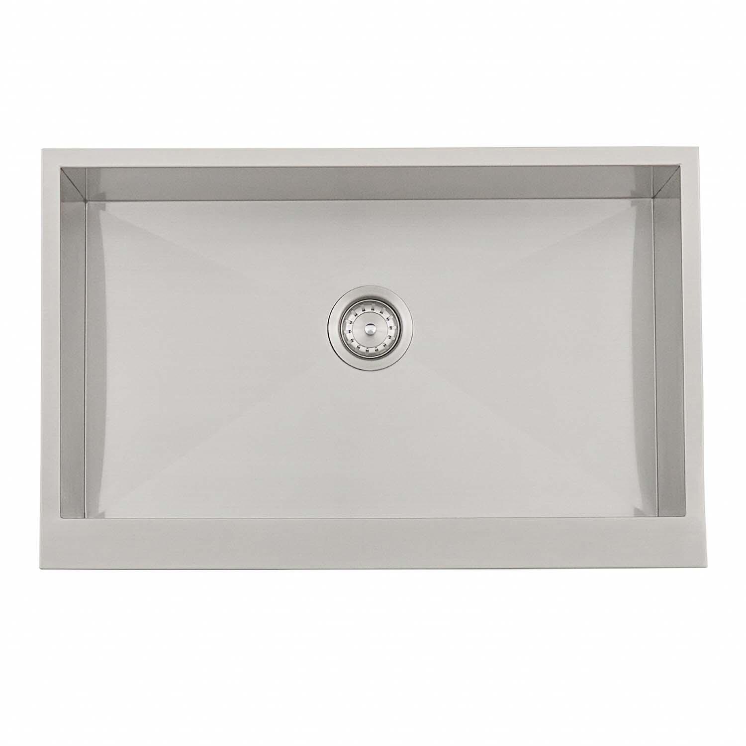 RCS RSNK3A Stainless Steel Farm House Outdoor Sink w/ Wire Grate and Cutting Board - W/ Strainer - White Background thumbnail