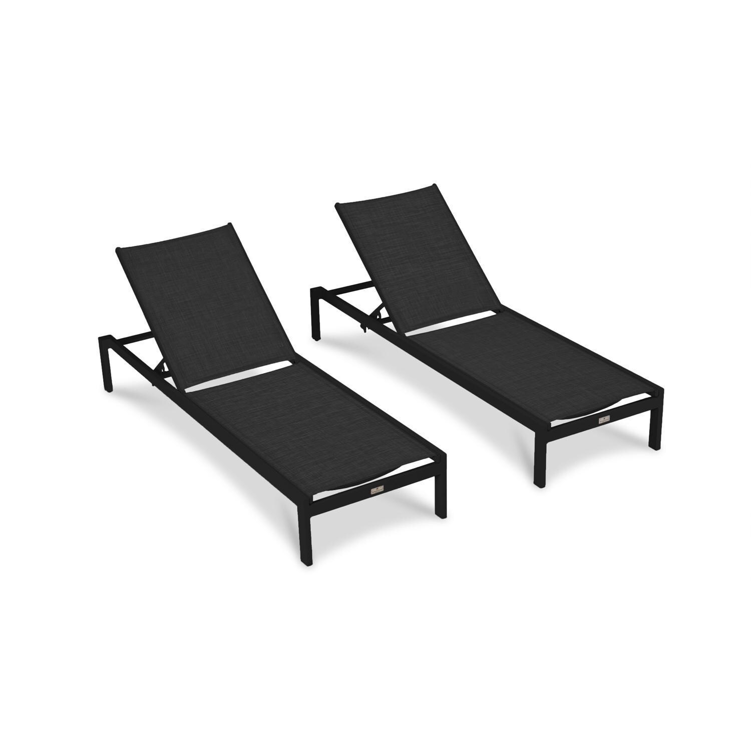 Spring Bay Reclining Chaise Lounge - Set of 2 in Black/Black by Lakeview Outdoor Designs