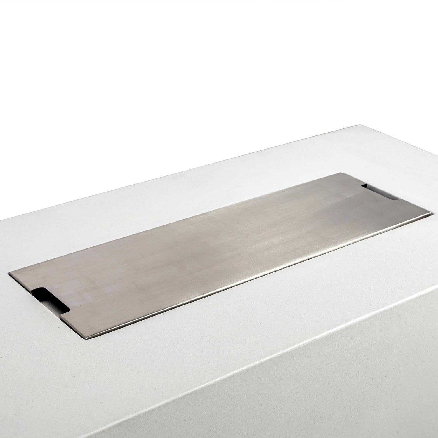 Glenwood 55-in Rectangular Concrete Propane Fire Pit in White by Lakeview Outdoor Designs - Burner Lid - Detail thumbnail