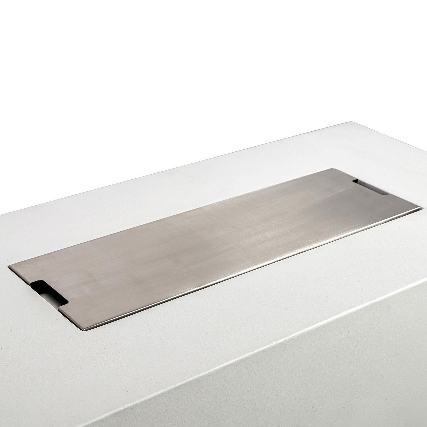 Glenwood 55-in Rectangular Concrete Propane Fire Pit in White by Lakeview Outdoor Designs - Burner Lid - Detail thumbnail