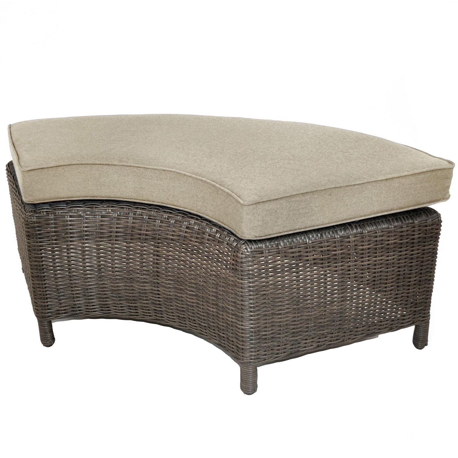 Palma 5 Pc Teak Round Seating Set in Cast Ash By KETTLER - Curved Bench - White Background thumbnail