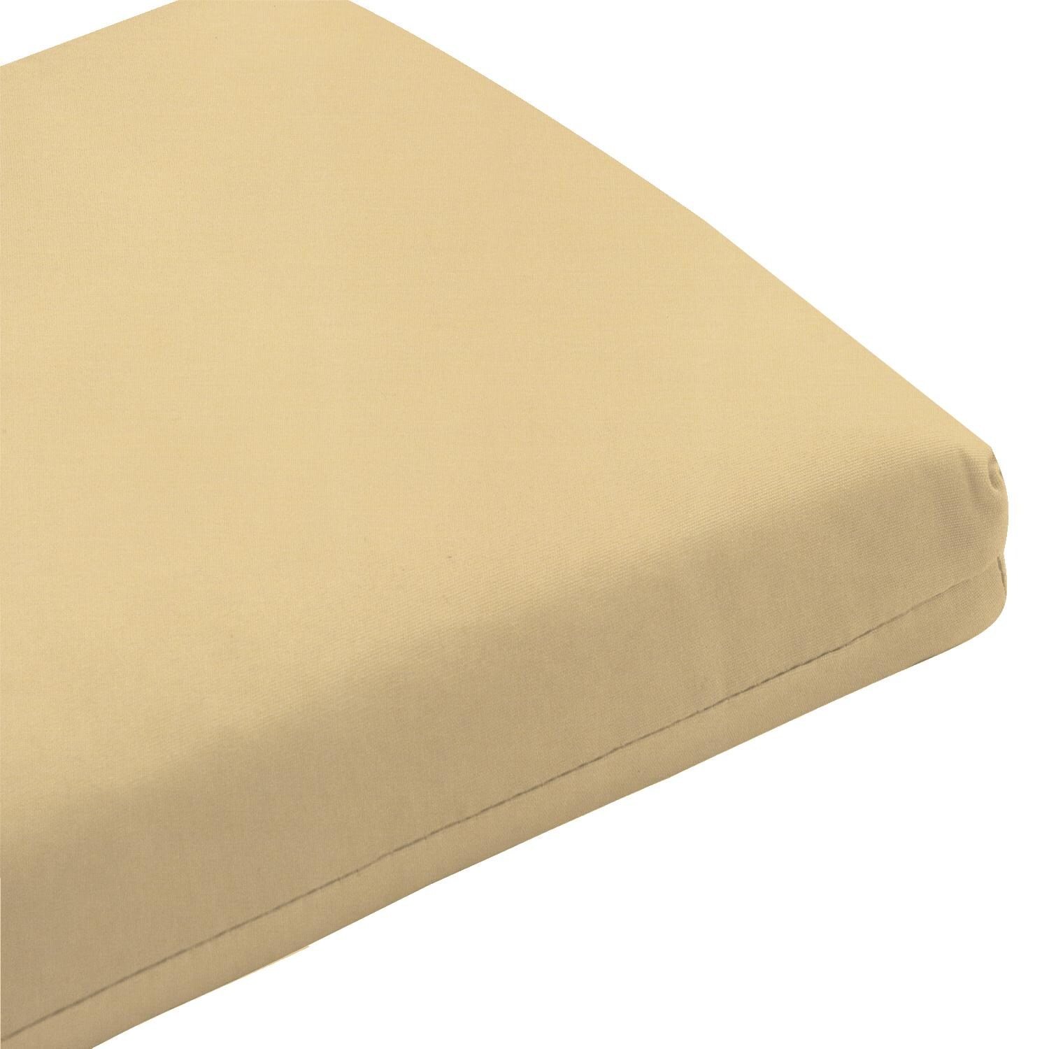 Sunbrella Canvas Wheat Medium Outdoor Replacement Bench Cushion W/ Knife Edge By UltimatePatio.com - Corner Detail thumbnail