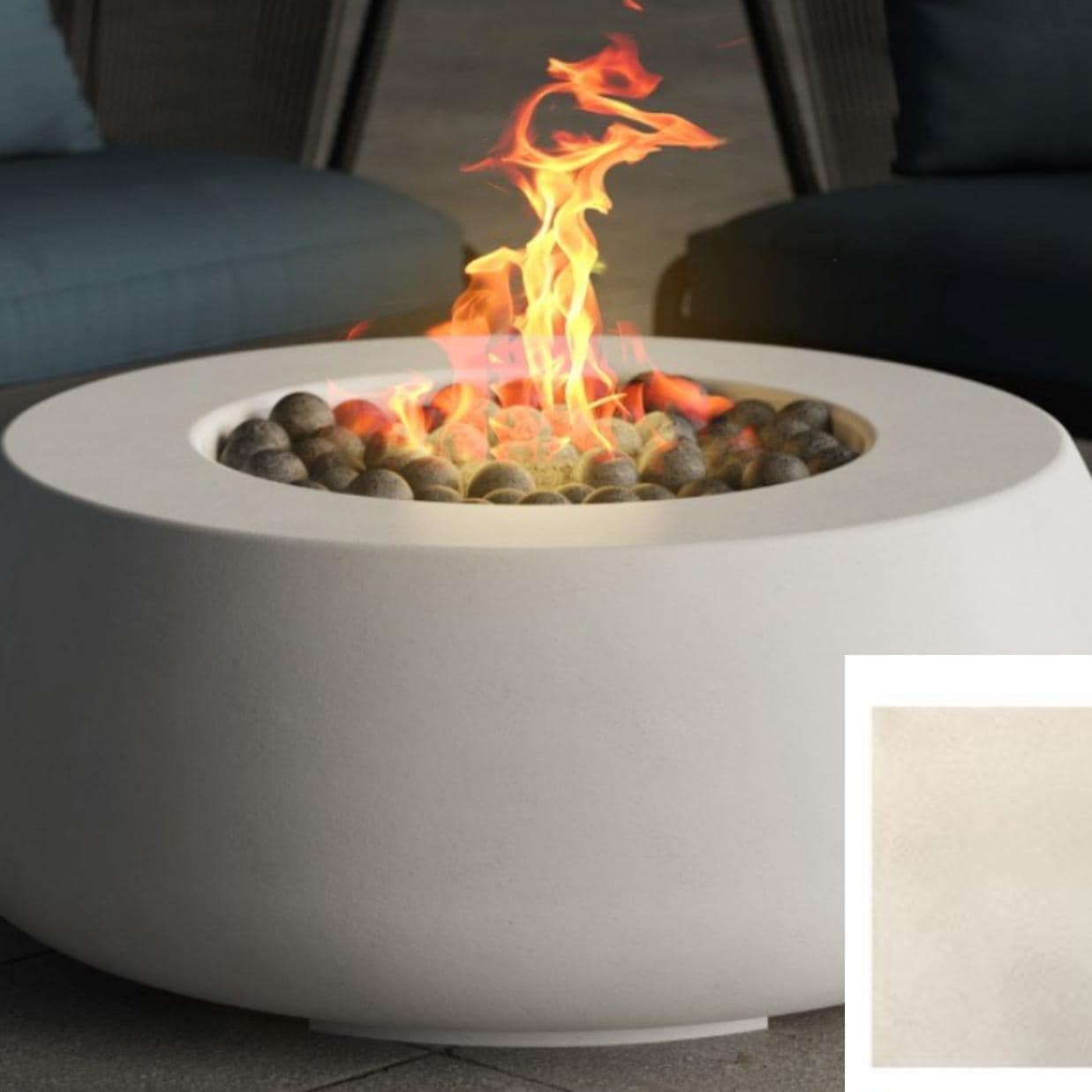 Dune 42-in Round GFRC Natural Gas Fire Bowl in Coastal by Prism Hardscapes