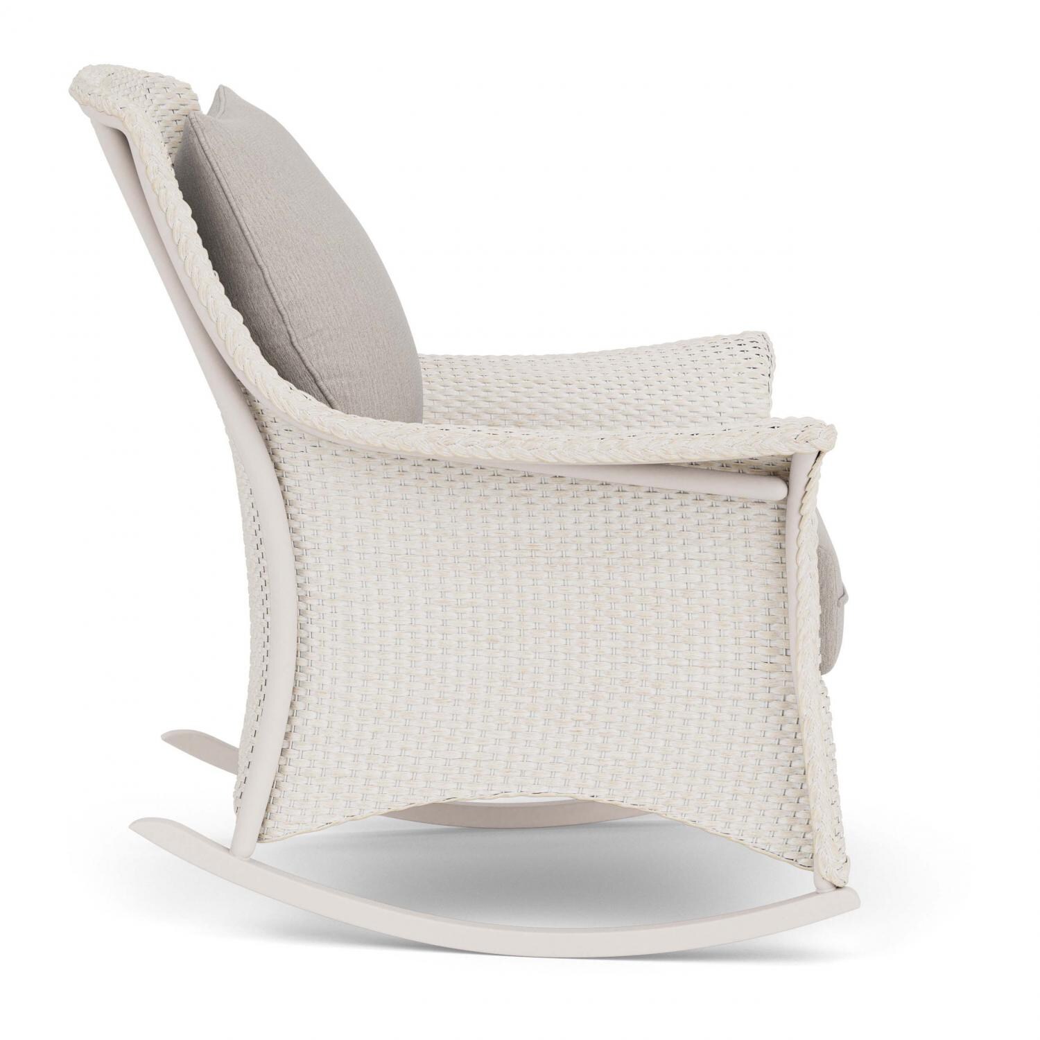 Lloyd Flanders Mandalay Lounge Rocker In Antique White Finish With Remy Cloud Fabric - Side thumbnail
