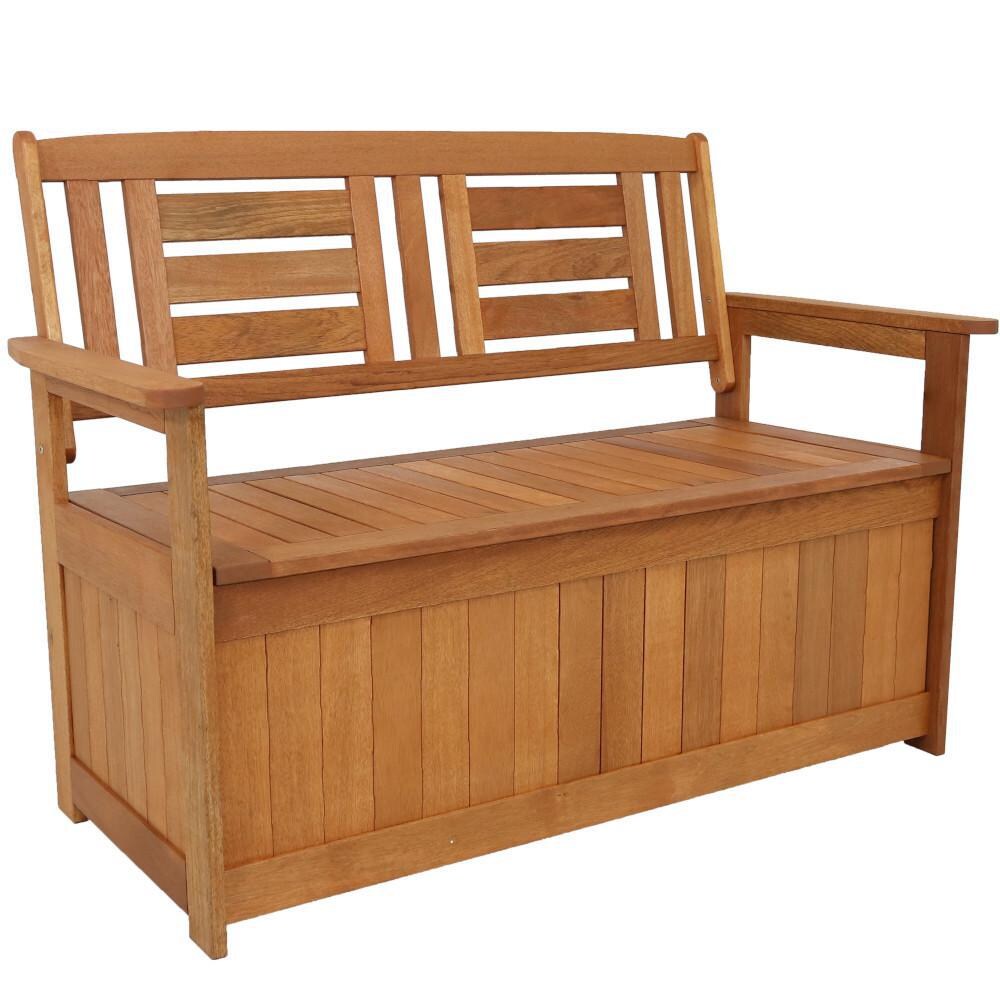 Ultimate Patio Meranti Wood Outdoor Storage Bench - Full View thumbnail