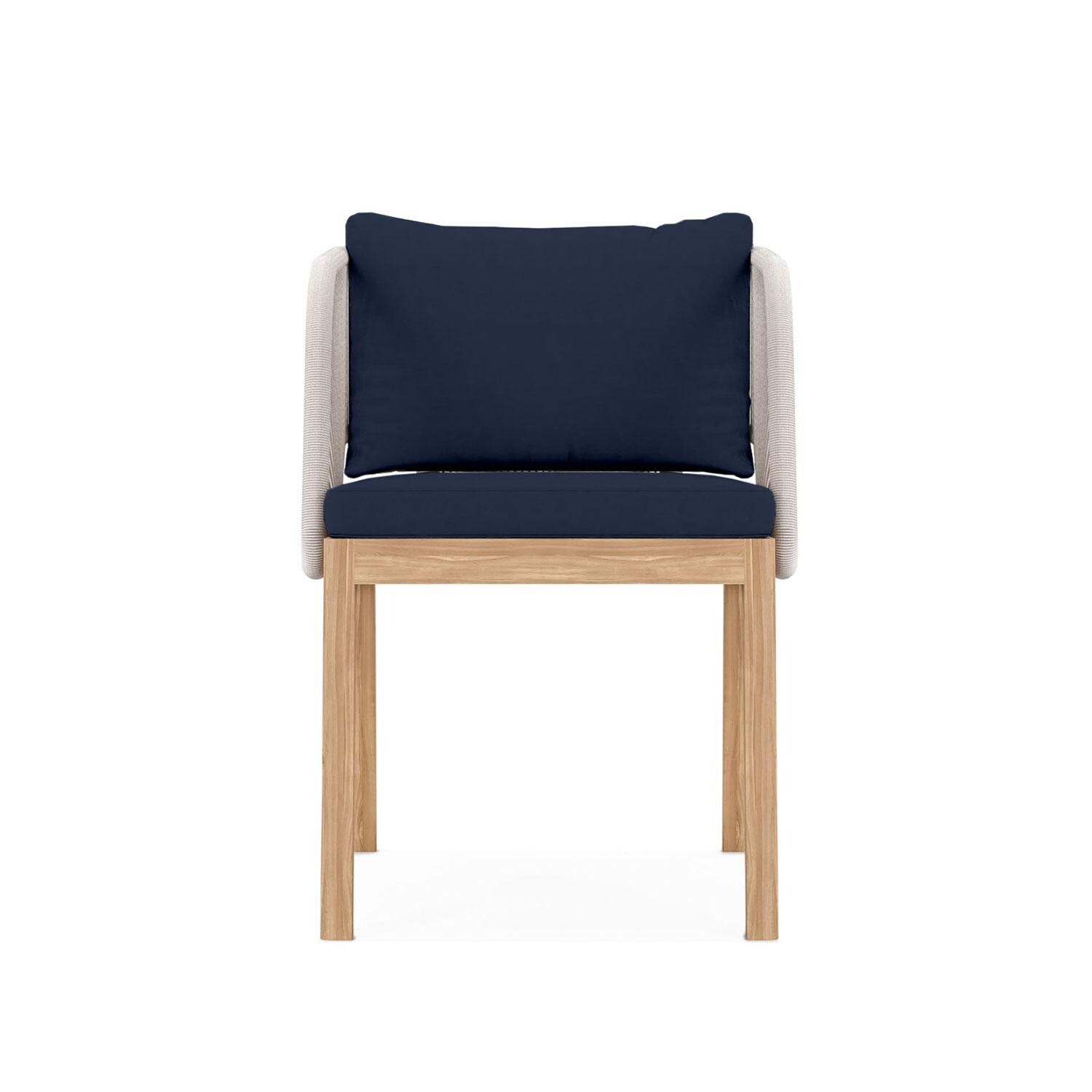 Willowlake Teak Dining Arm Chair in Indigo by Lakeview Outdoor Designs - Front View - White Background thumbnail