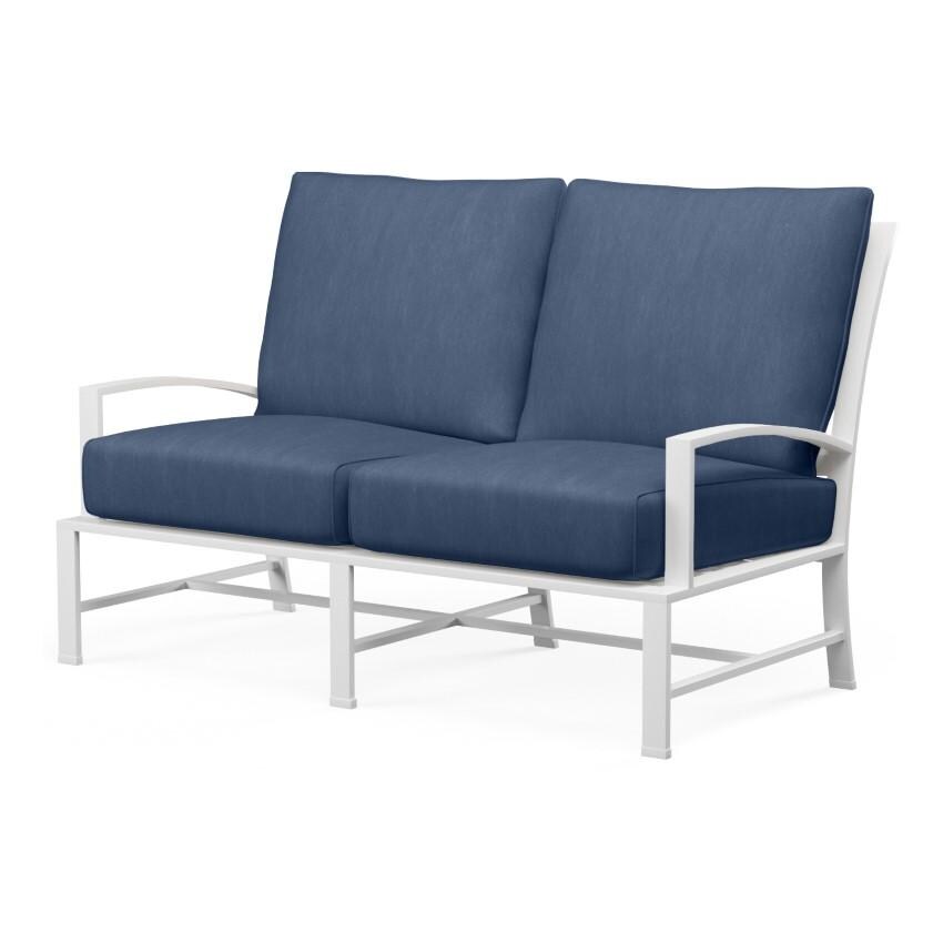 Bristol 2 Person Aluminum Loveseat w/ Self Welt in White/Spectrum Indigo by Sunset West - White Background thumbnail