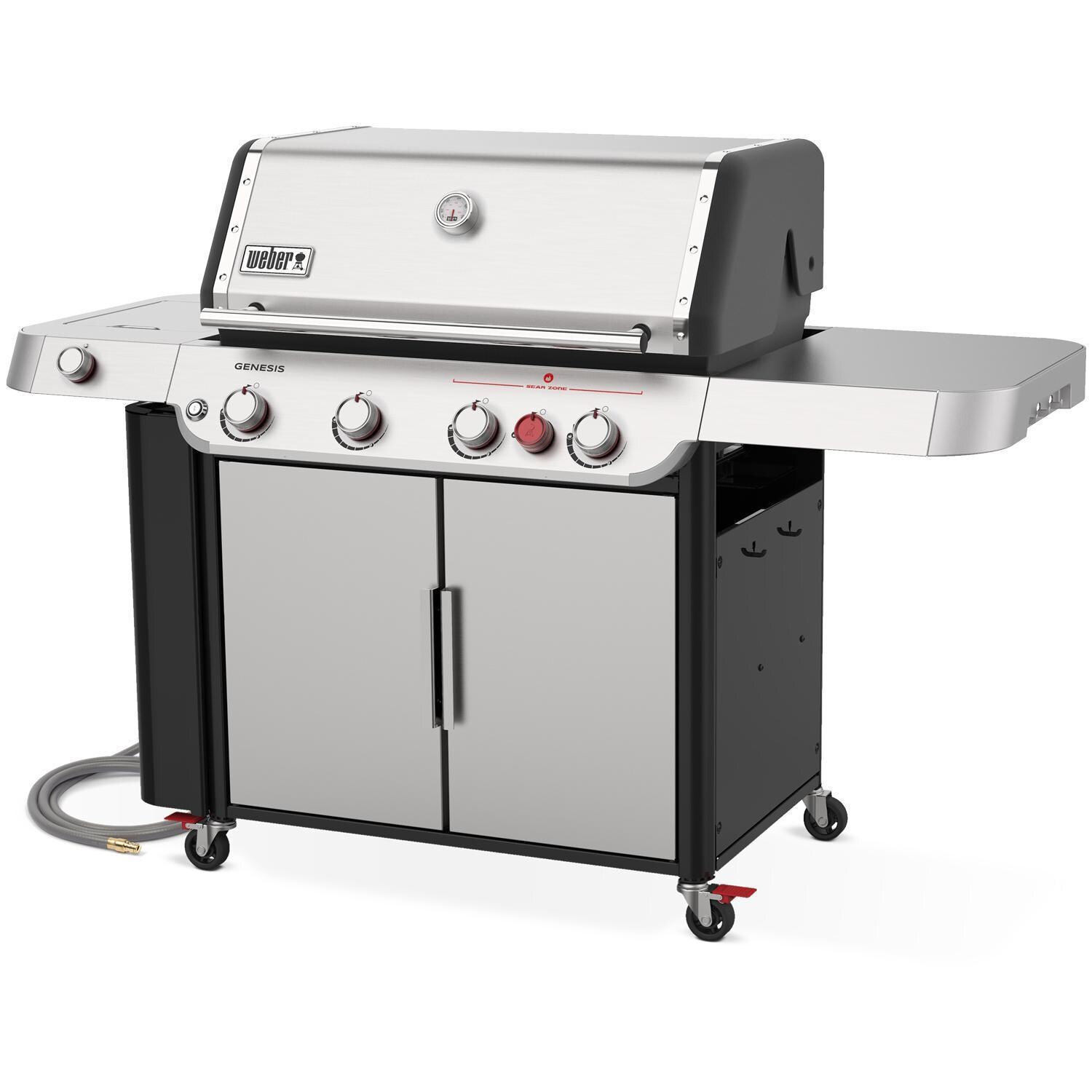 Weber GENESIS 38400001 S-435 Natural Gas Grill with Sear Burner & Side Burner - Stainless Steel - Right-Side Angled View - White Background thumbnail