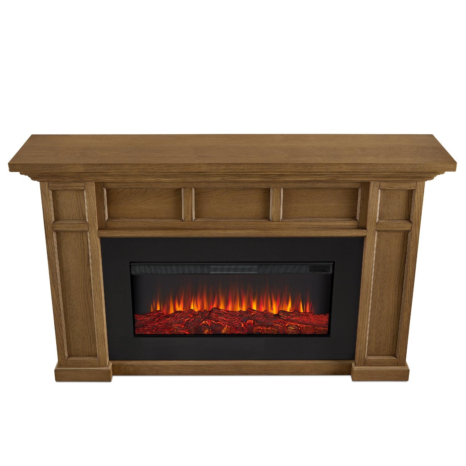 Real Flame 4130E-EO Alcott 74-Inch Electric Fireplace With Mantel - English Oak - Top View thumbnail