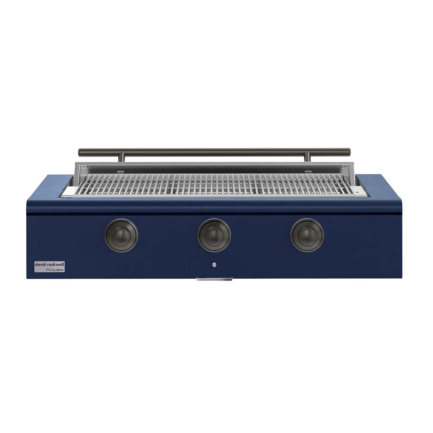 Caliber CRG-48BL00-A-078-H05 48-in Propane Built-In Rockwell Grill - Cobalt w/ Pewter Hardware - White Background thumbnail