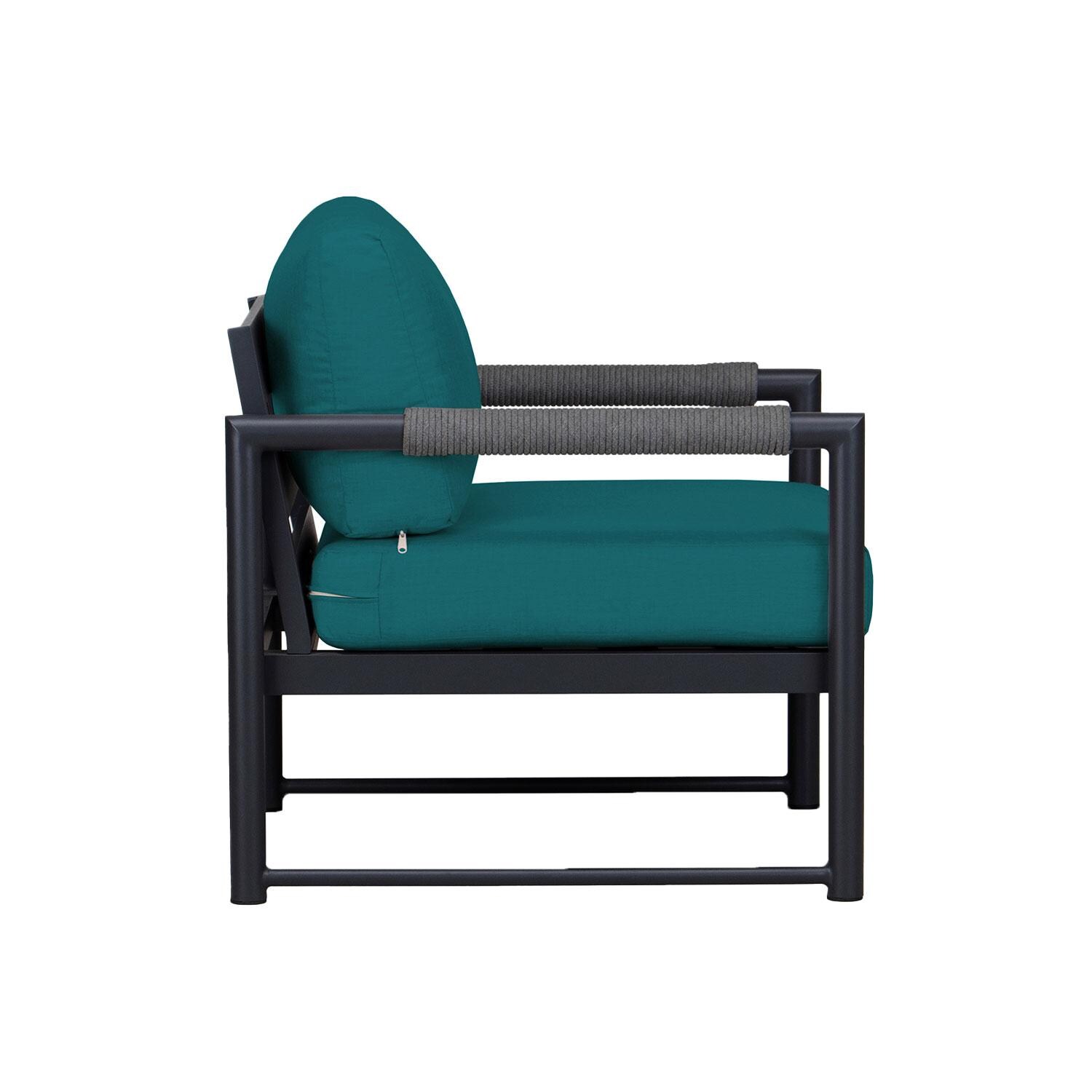 Lakeview AVEBAY-BK-CO-CC-PC Avenue Bay Black/Carbon Club Chair - Spectrum Peacock - Side View - White Background thumbnail