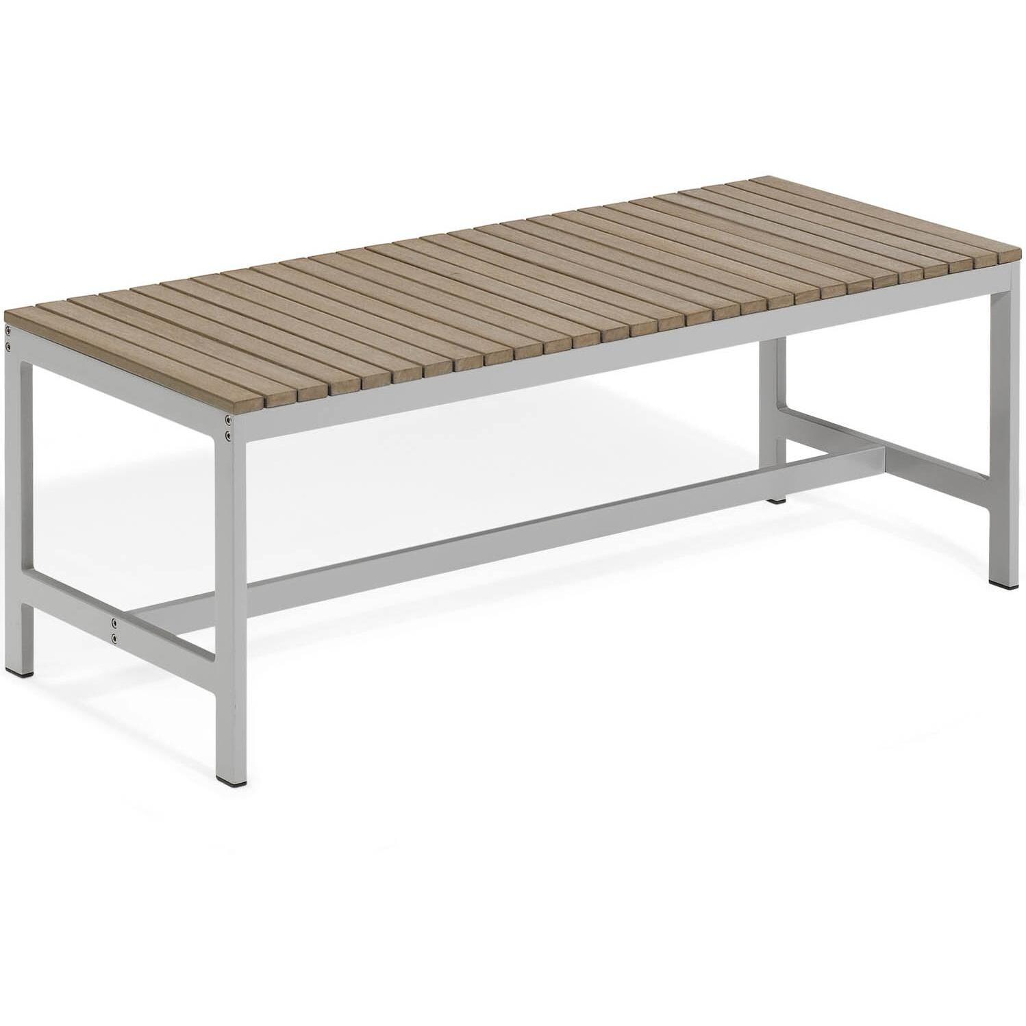 Travira 48-Inch Aluminum Backless Patio Bench W/ Vintage Tekwood Seat thumbnail