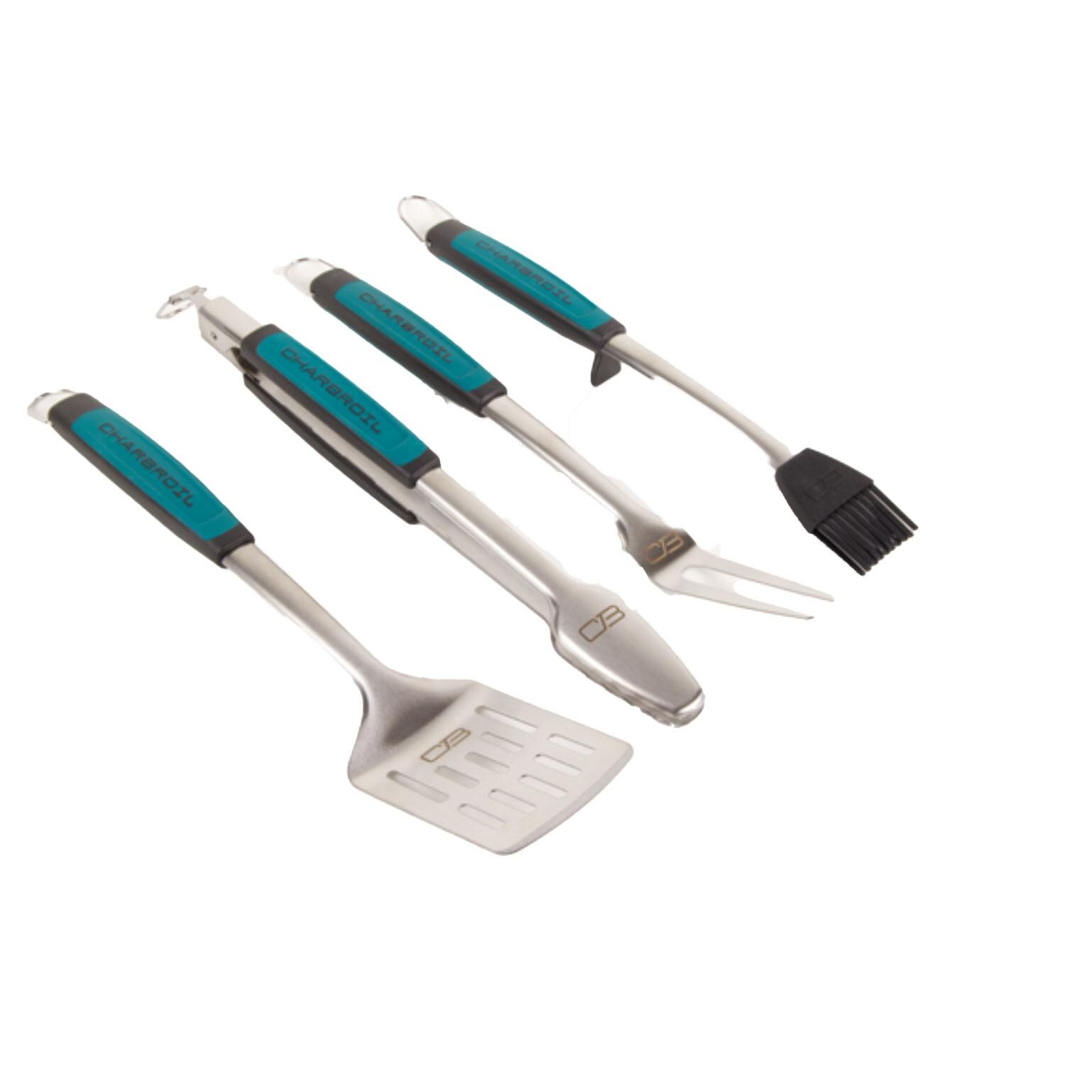 Charbroil CB1250036R4 Comfort-Grip 4 Pc Grill Tool Set - Angled Right - White Background thumbnail