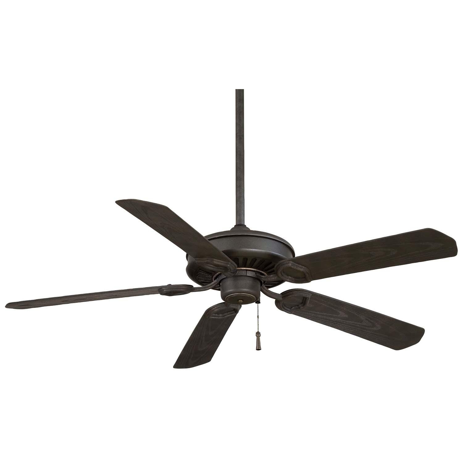 Minka-Aire F589-BI/AI Sundowner 54-Inch 5-Blade Ceiling Fan in Black Iron w/ Aged Iron Accents Finish & Black Iron Blades - Convertible thumbnail
