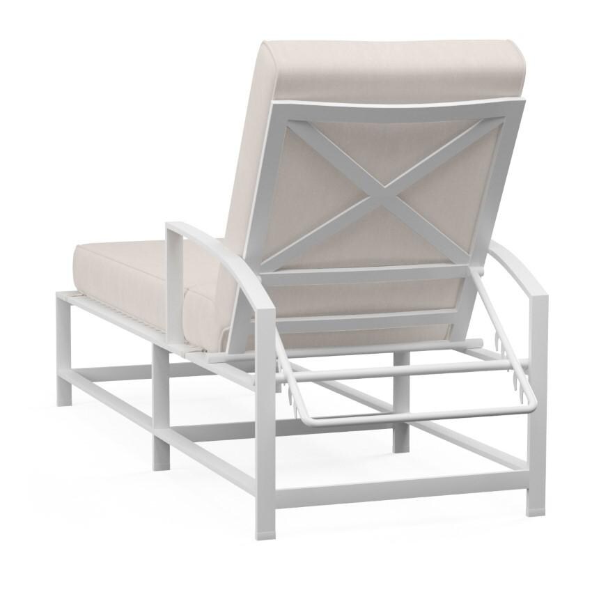 Bristol Aluminum Chaise Lounge w/ Self Welt in White/Canvas Natural by Sunset West - Back - White Background thumbnail
