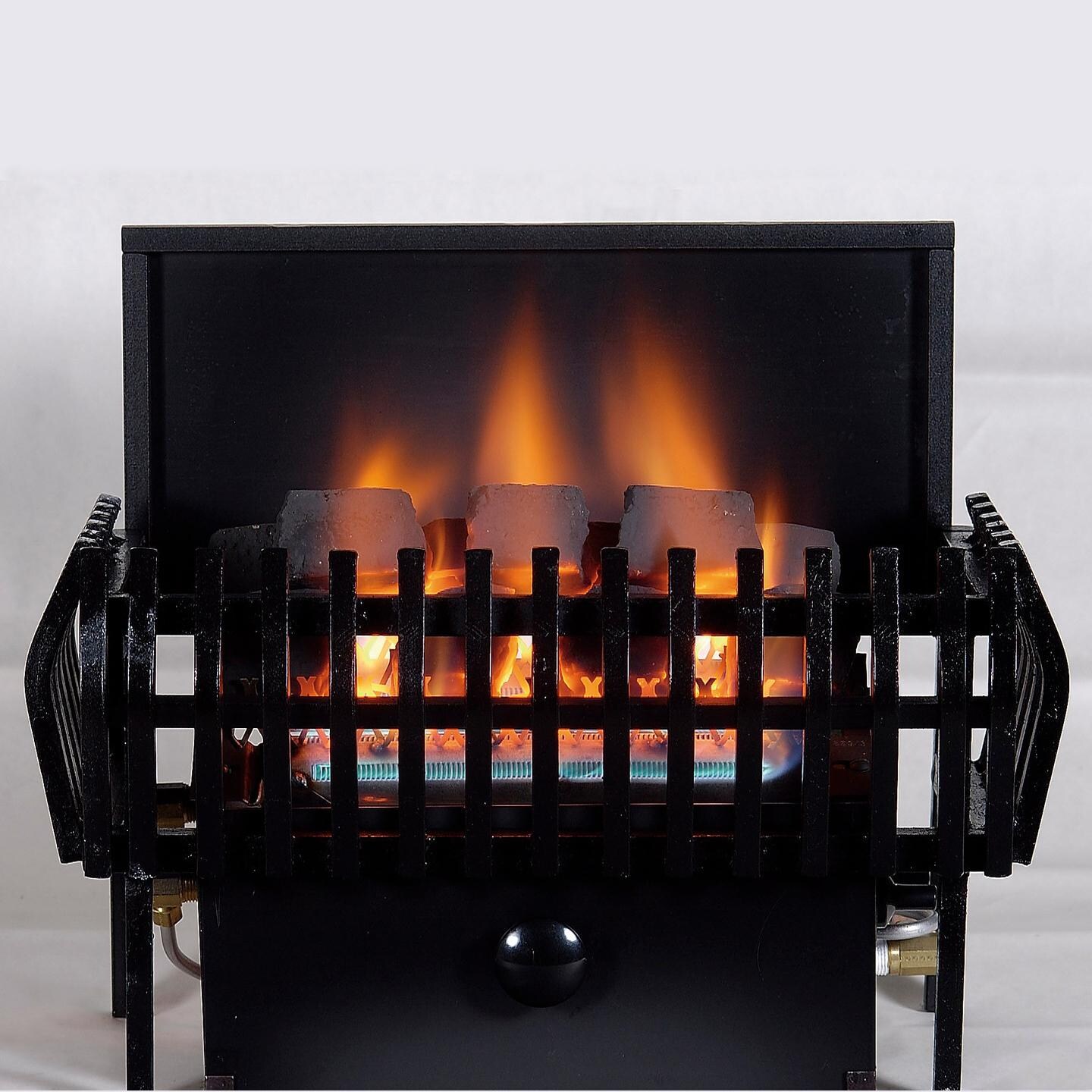 Rasmussen 20-Inch Chillbuster Fireplace Set With Vent Free Natural Gas CoalFire Classic Style Basket Burner - Variable Flame Remote