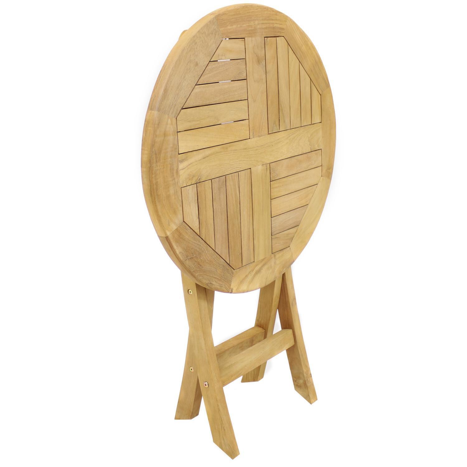 Ultimate Patio 23-Inch Round Teak Folding Outdoor Patio Table - Folded thumbnail