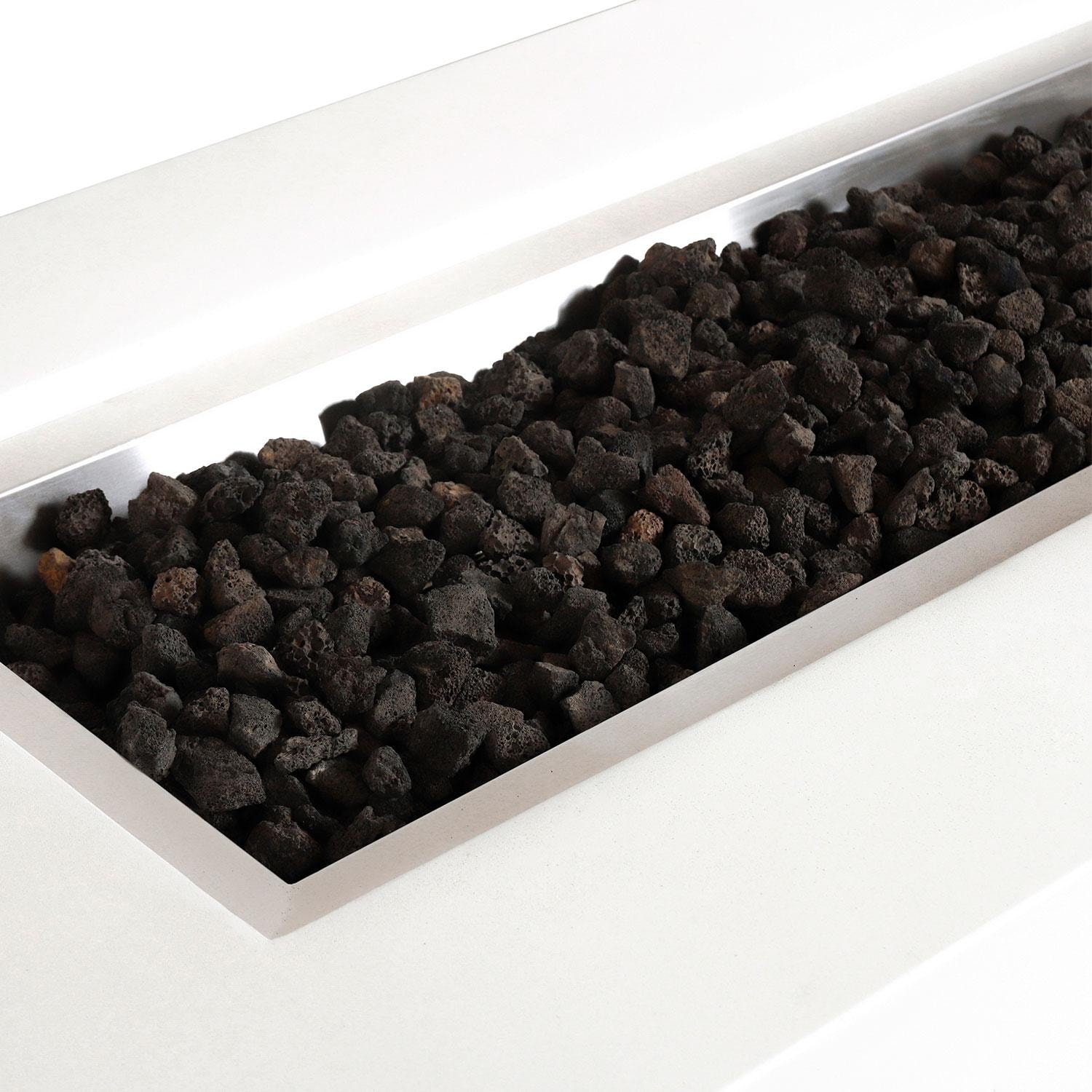 Glenwood 72-in Rectangular Concrete Natural Gas Fire Pit in White by Lakeview Outdoor Designs - Lava Rocks - Detail thumbnail