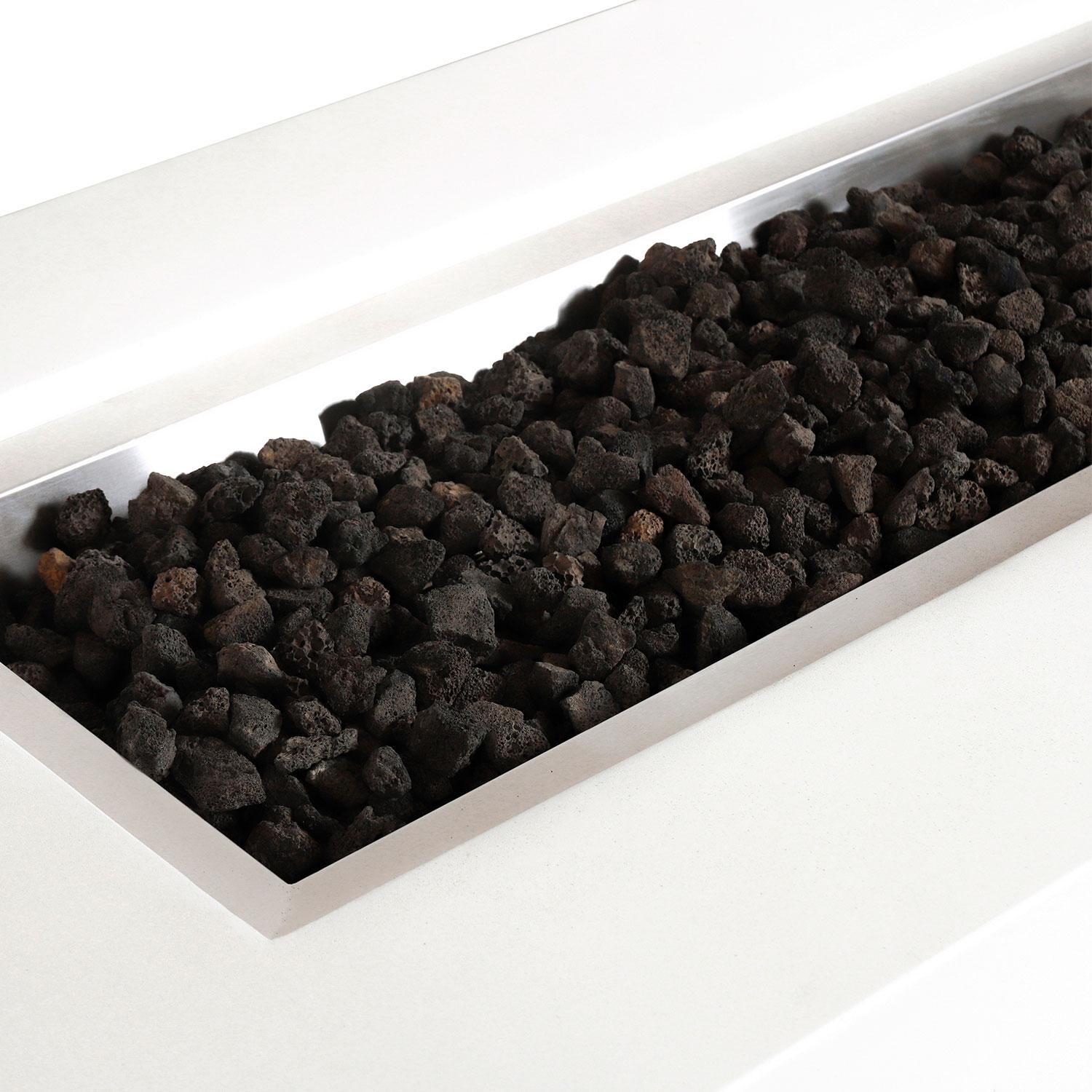 Glenwood 72-in Rectangular Concrete Natural Gas Fire Pit in White by Lakeview Outdoor Designs - Lava Rocks - Detail thumbnail