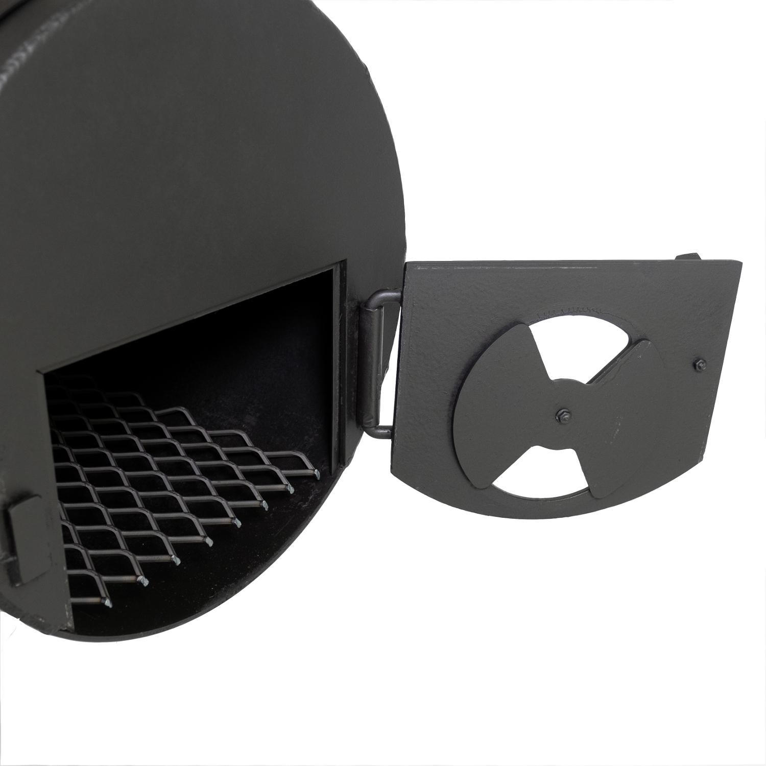 Texas Original Pits Luling 24x48x24 Single Lid Offset Smoker - 250-SL244824 - Firebox Door thumbnail