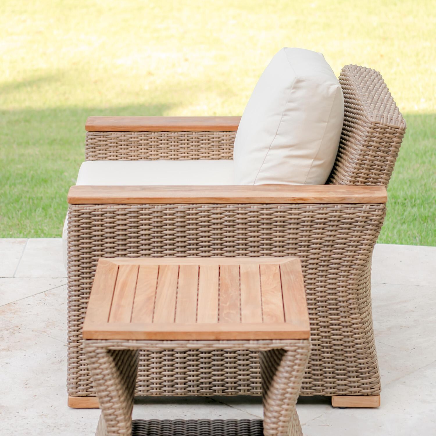 Teak + Table Havana Square Side Table - W/ Club Chair - Lifestyle thumbnail