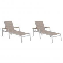Travira 2 Piece Aluminum Patio Chaise Lounge Set W/ Teak Arm Caps By Oxford Garden - Bellows Sling image