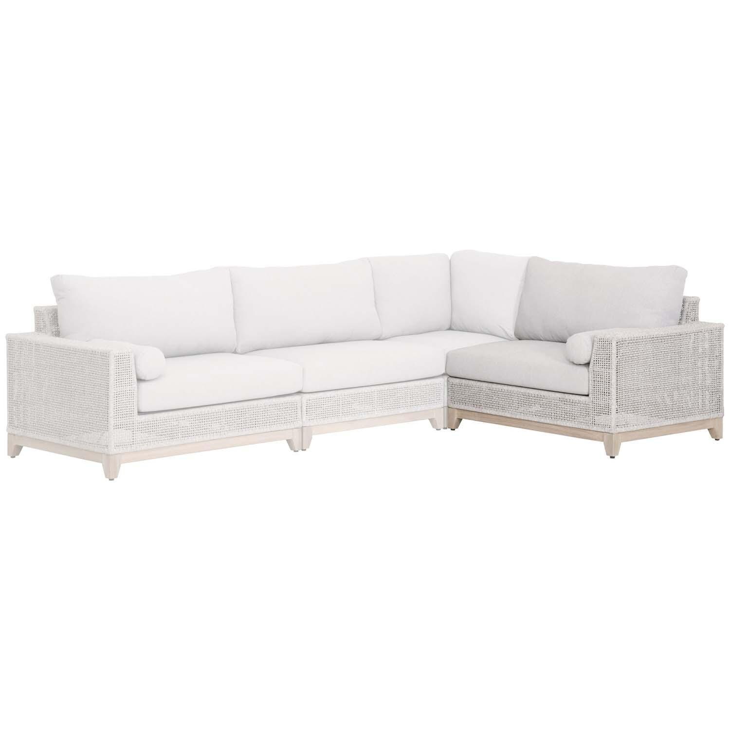 Lakeview Ranch Pointe Woven Rope Right Modular Sofa in Taupe & White - Highlighted in Sectional View thumbnail