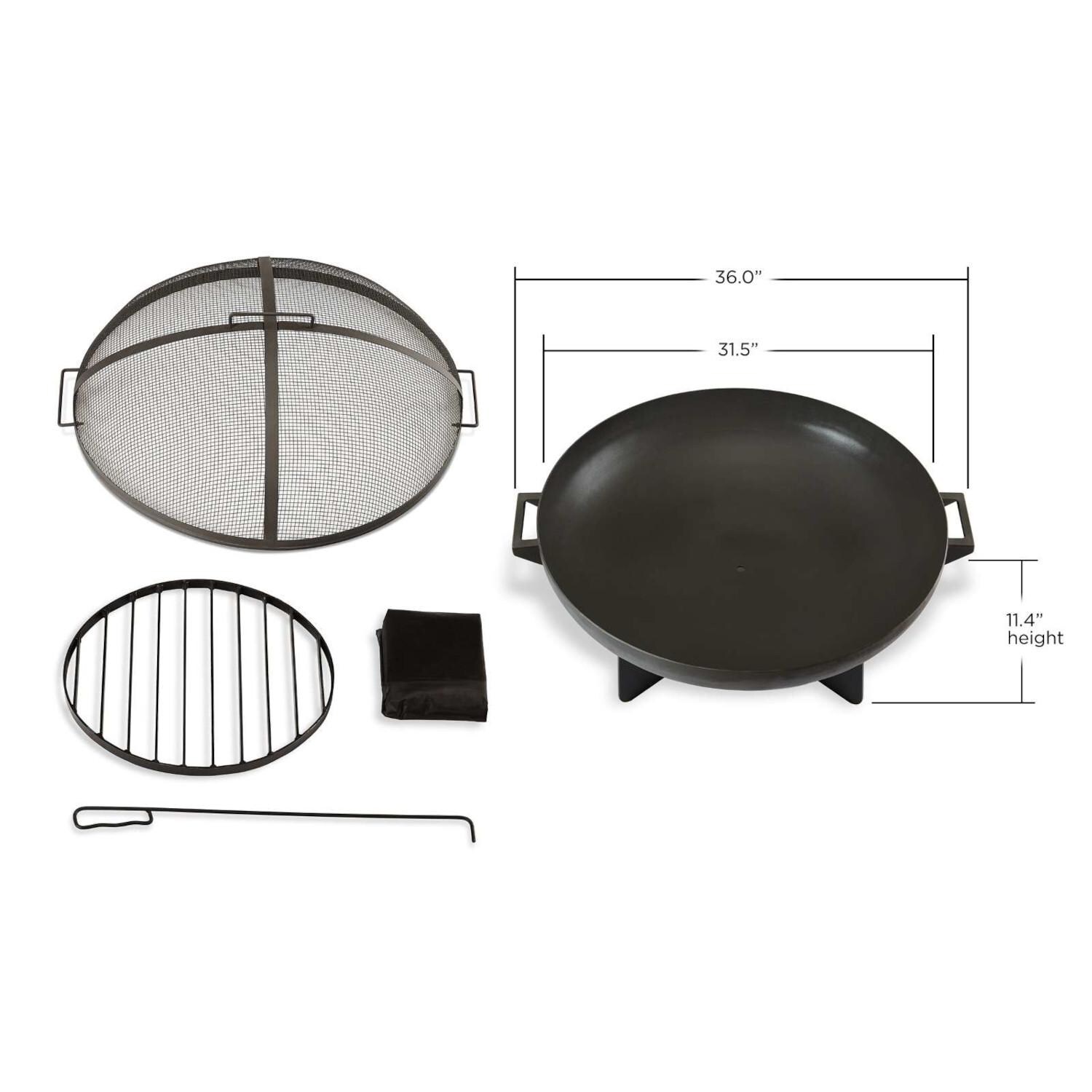 Lakeview Outdoor Designs SC-958-GRY Gray Restview 36-Inch Fire Pit - Dimensions thumbnail