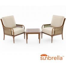 Arabella 3 Piece Aluminum Patio Conversation Set W/ Club Chairs & Sunbrella Cast Ash Cushions By Lakeview Outdoor Designs image