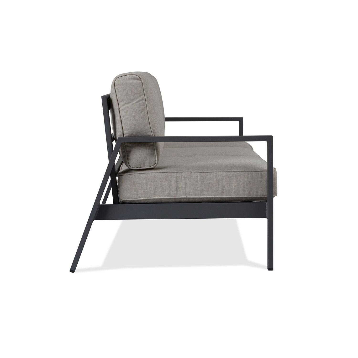 Lakeview Outdoor Designs SC2023WSTA Elysian Aluminum Outdoor Three Seat Sofa With Cushions in Weathered Slate - Side thumbnail