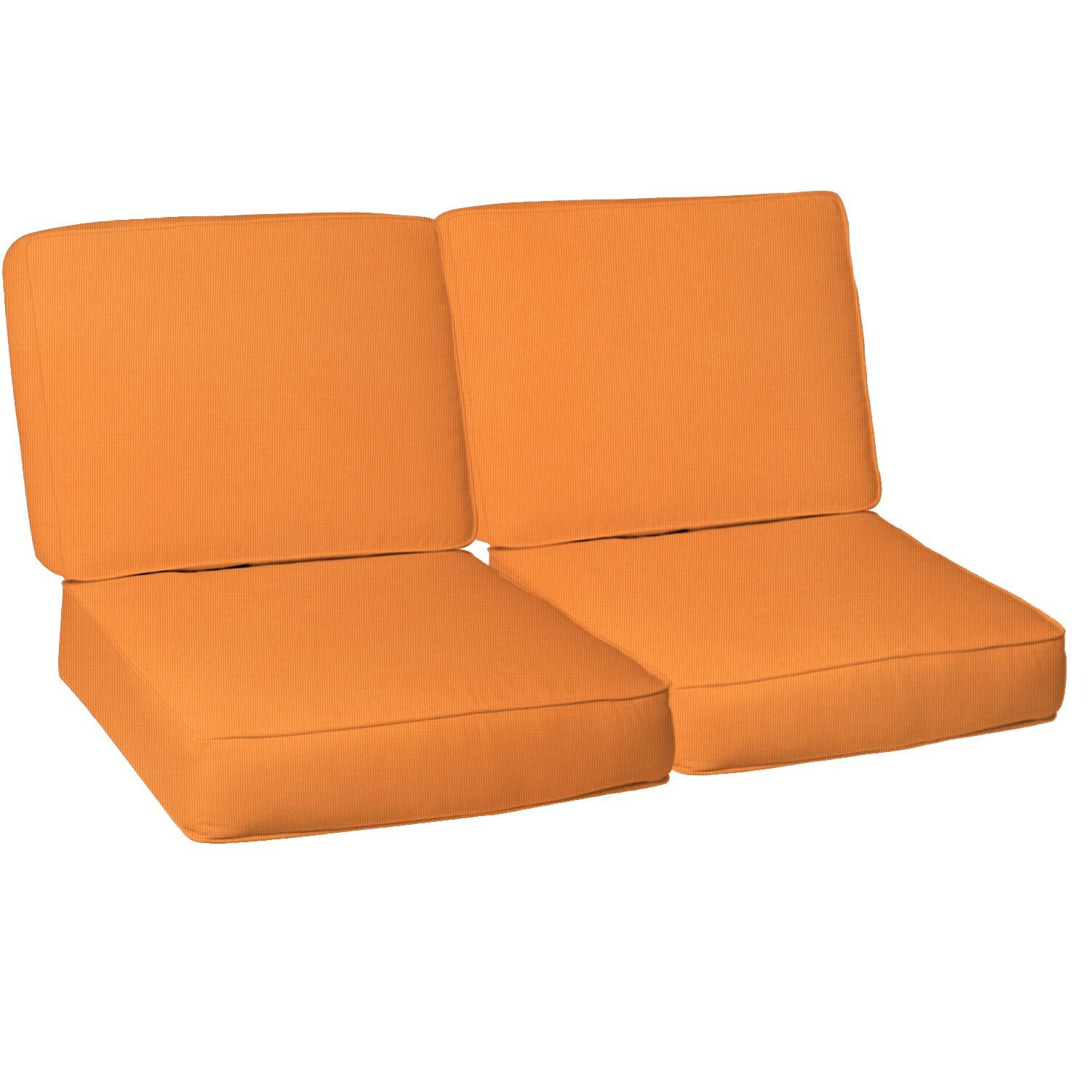 Sunbrella Canvas Tangerine 4 Piece Medium Outdoor Replacement Loveseat Cushion Set W/ Piping By BBQGuys